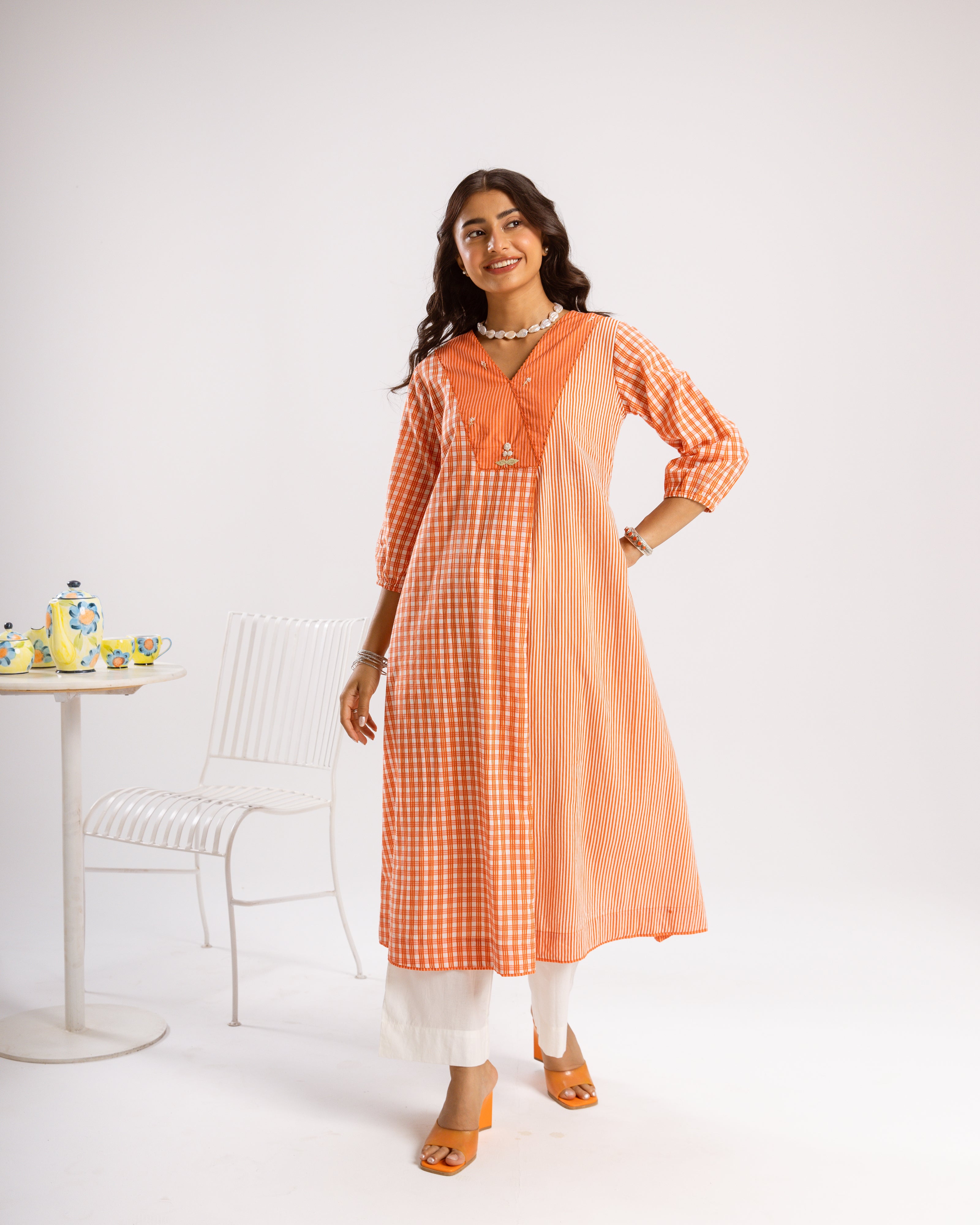 Orange Kurta(Pant Not Included)