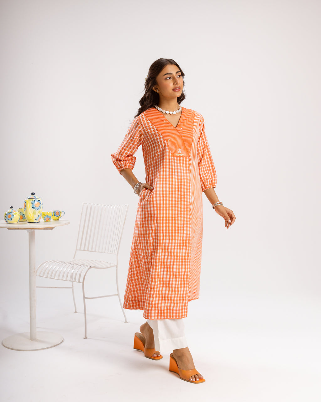 Orange Kurta(Pant Not Included)