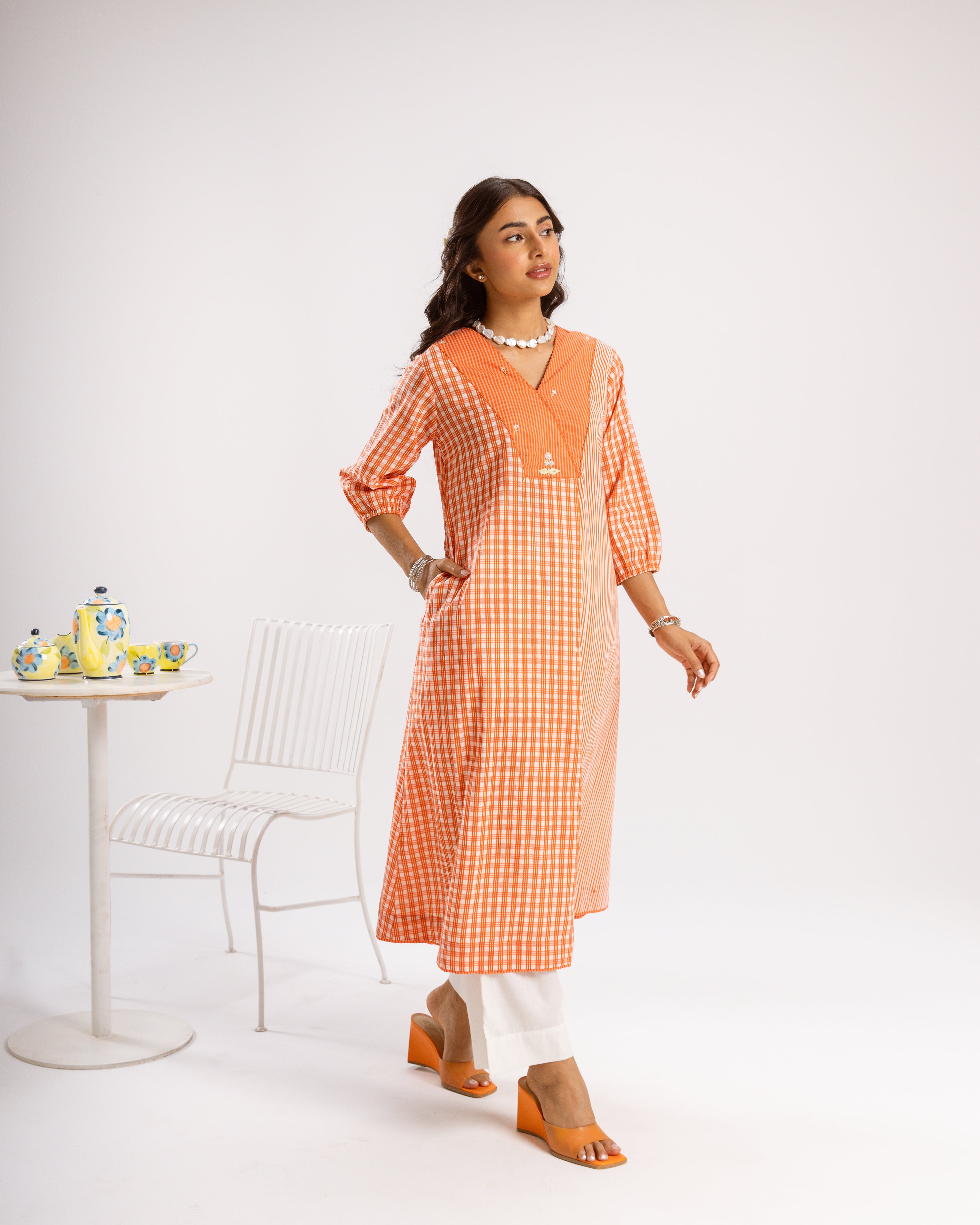 Orange Kurta(Pant Not Included)