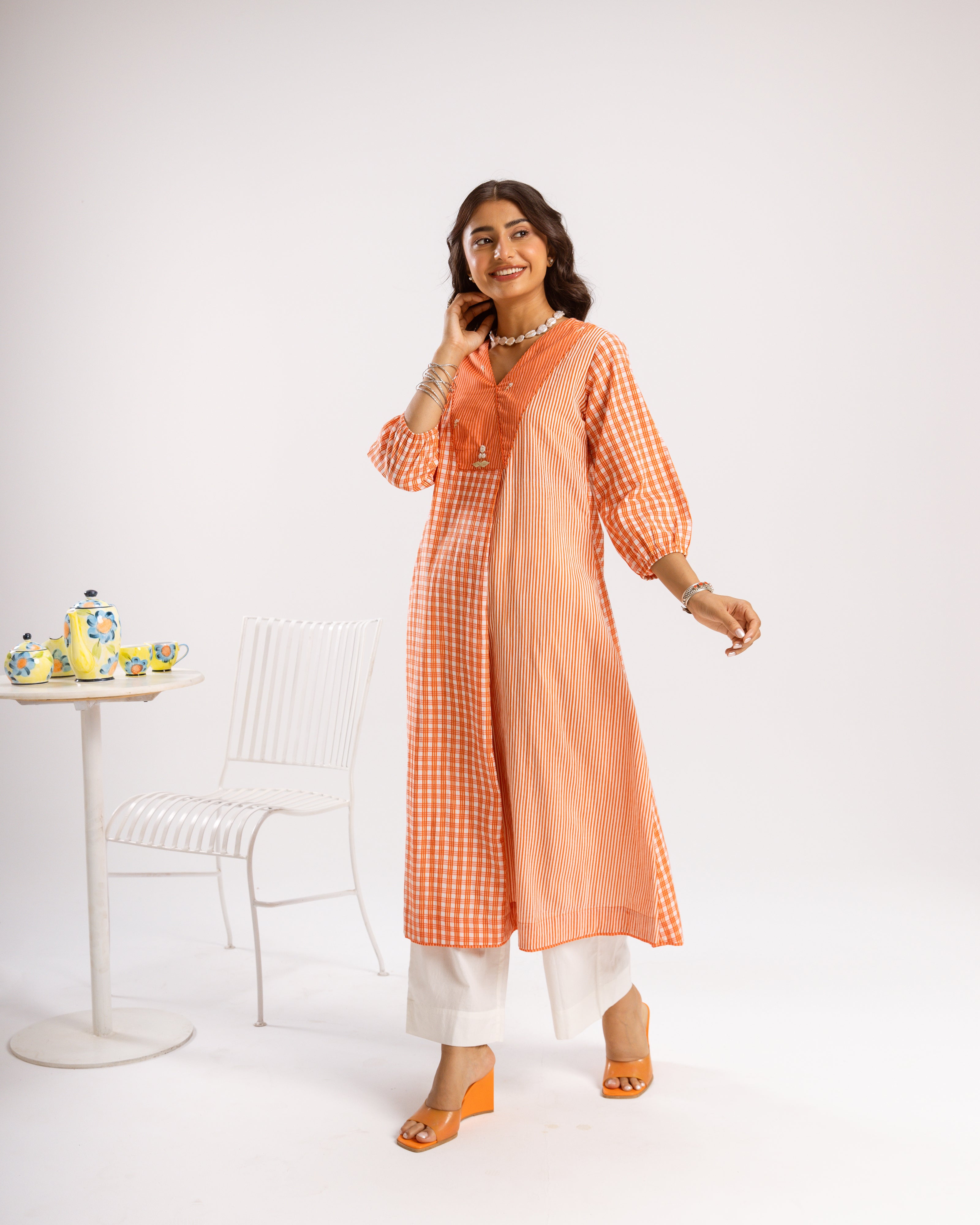 Orange Kurta(Pant Not Included)