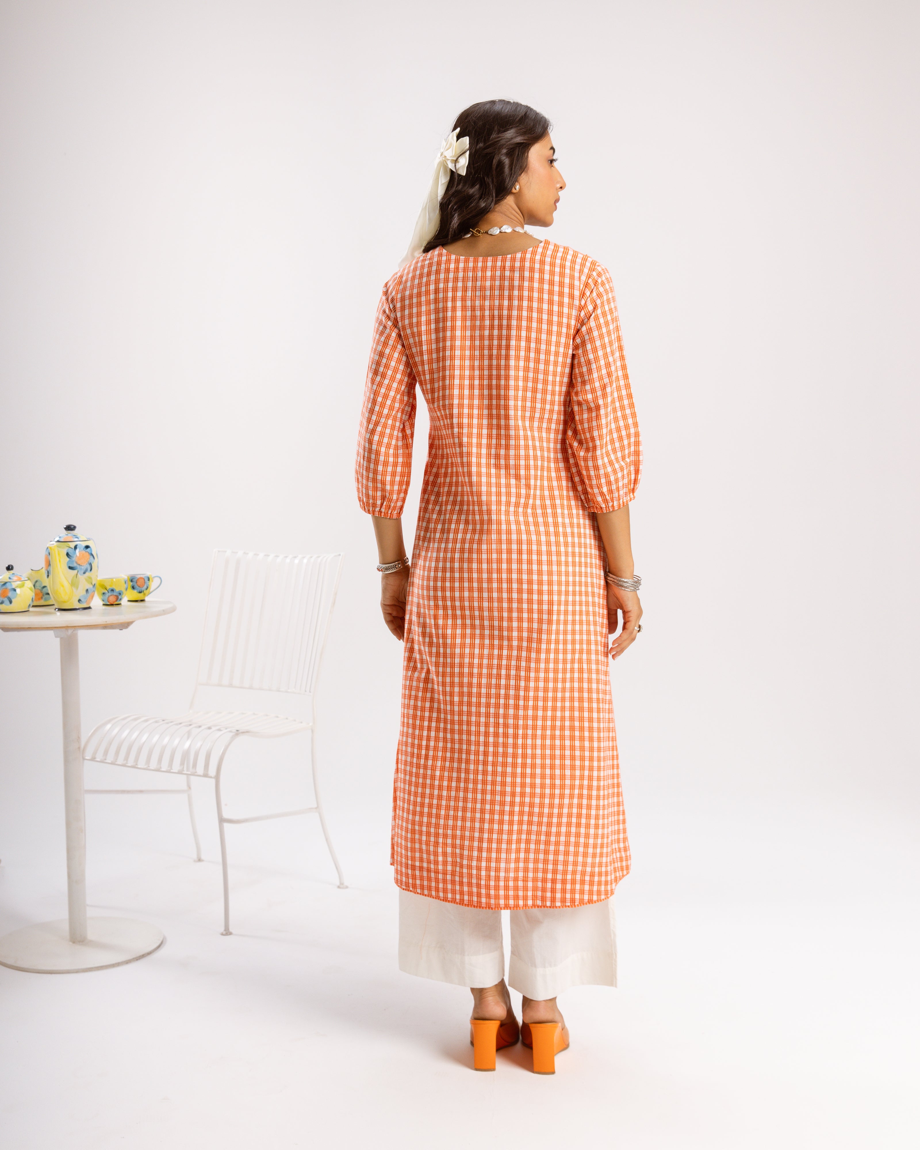 Orange Kurta(Pant Not Included)