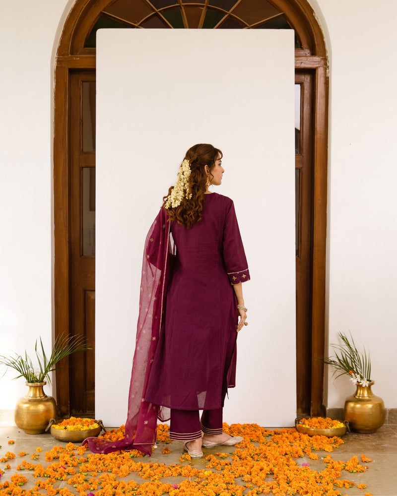 Rich Falsa Cotton Dobby Complete Suit Set For Women's