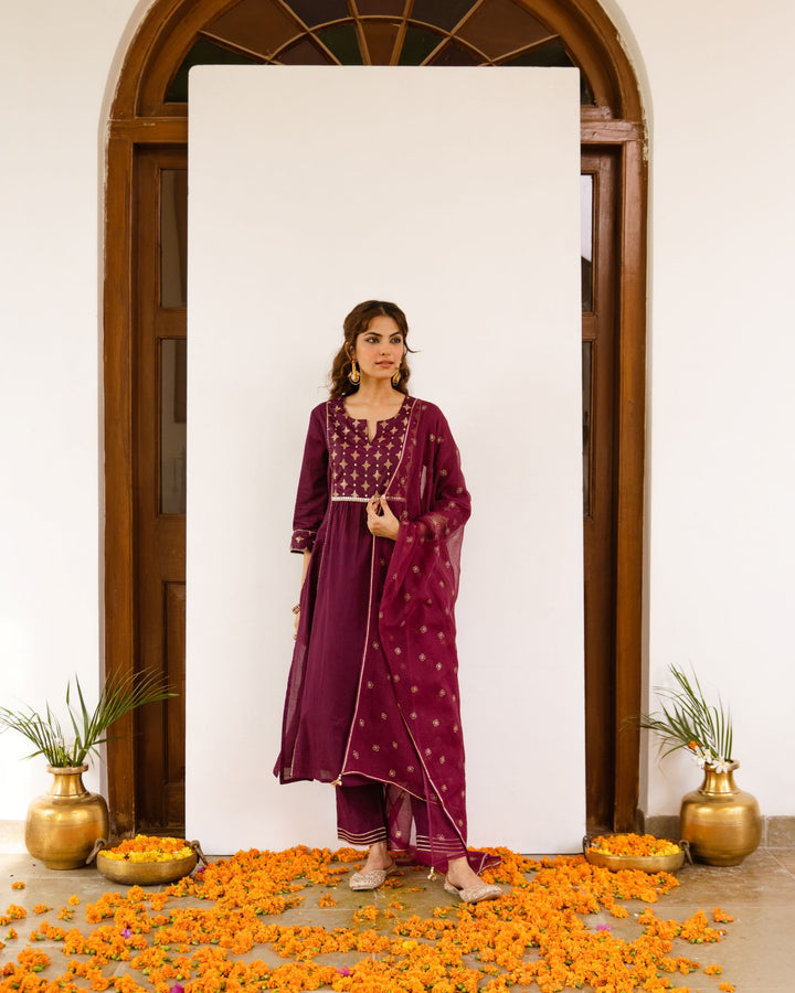 Rich Falsa Cotton Dobby Complete Suit Set For Women's