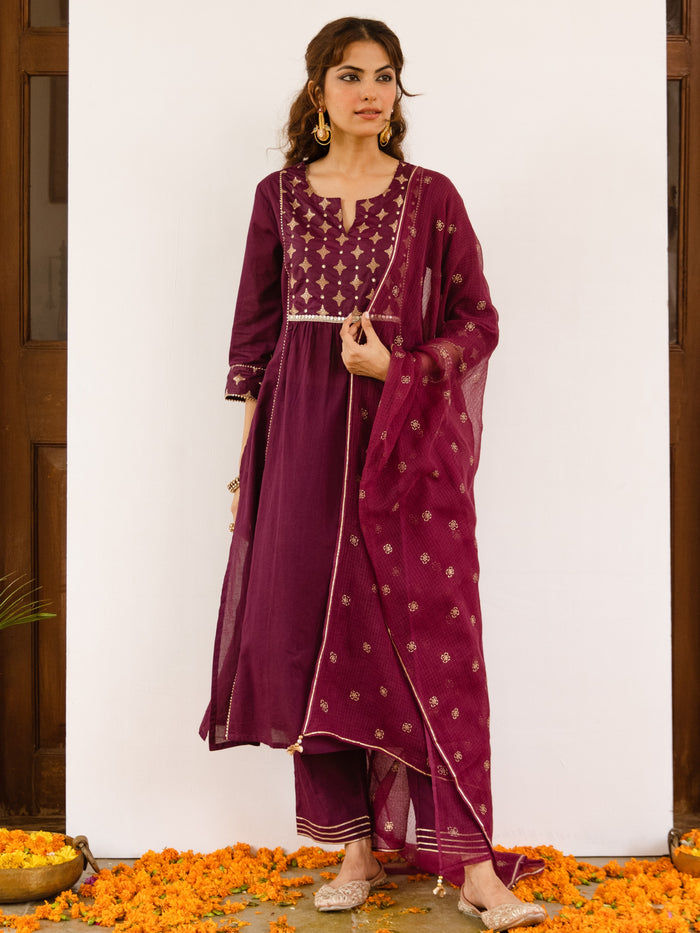 Rich Falsa Cotton Dobby Complete Suit Set For Women's