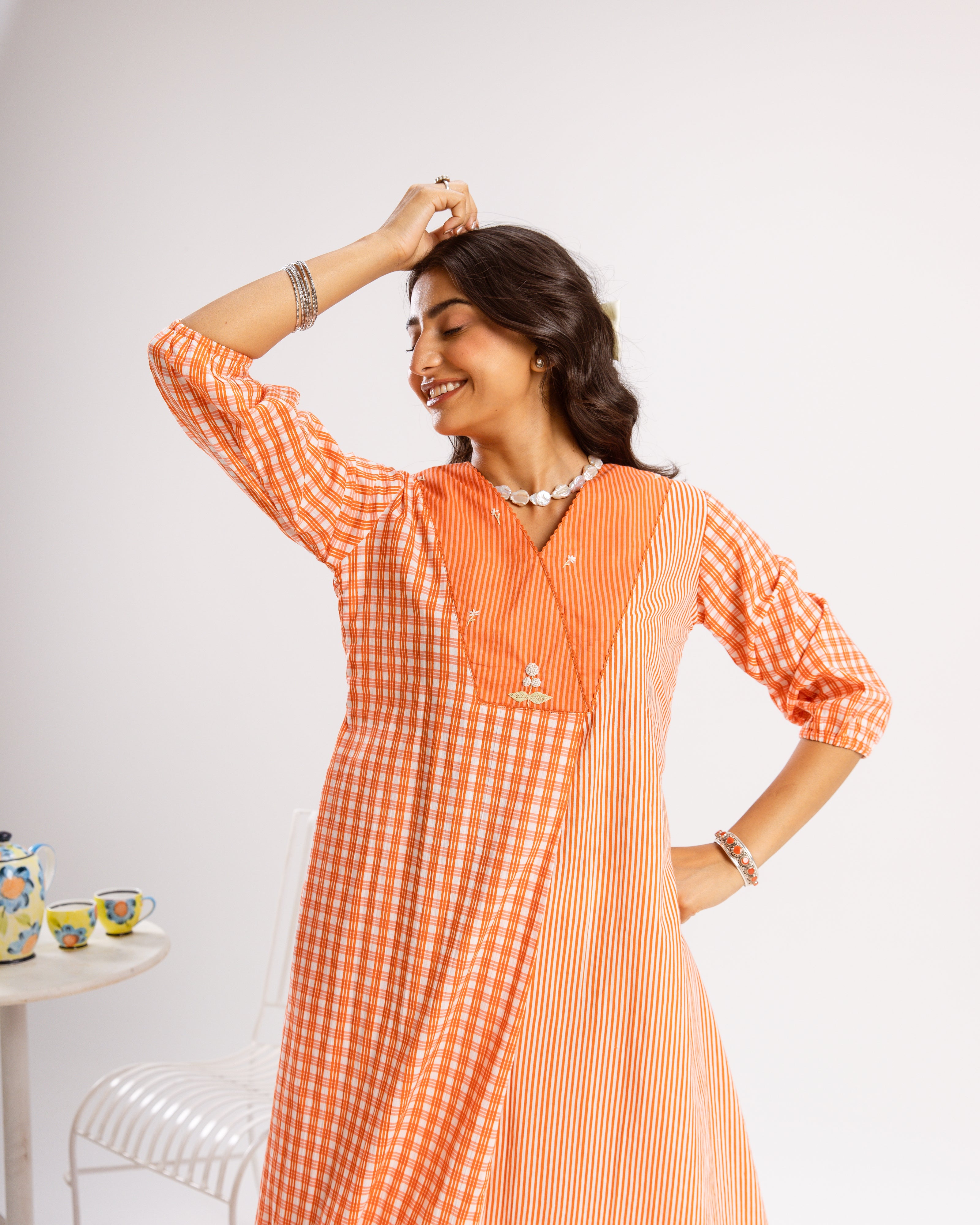 Orange Kurta(Pant Not Included)