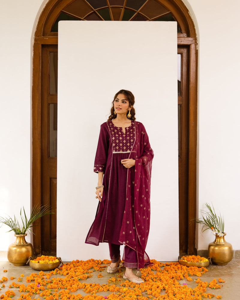 Rich Falsa Cotton Dobby Complete Suit Set For Women's