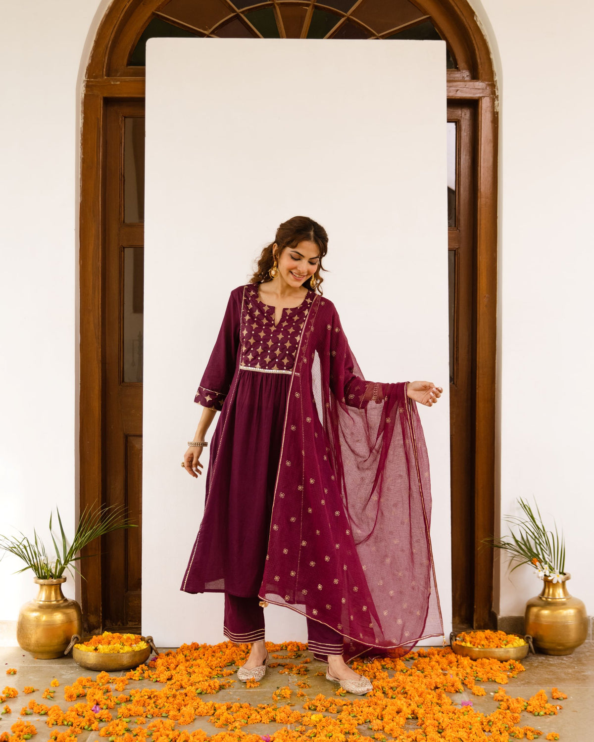 Rich Falsa Cotton Dobby Complete Suit Set For Women's