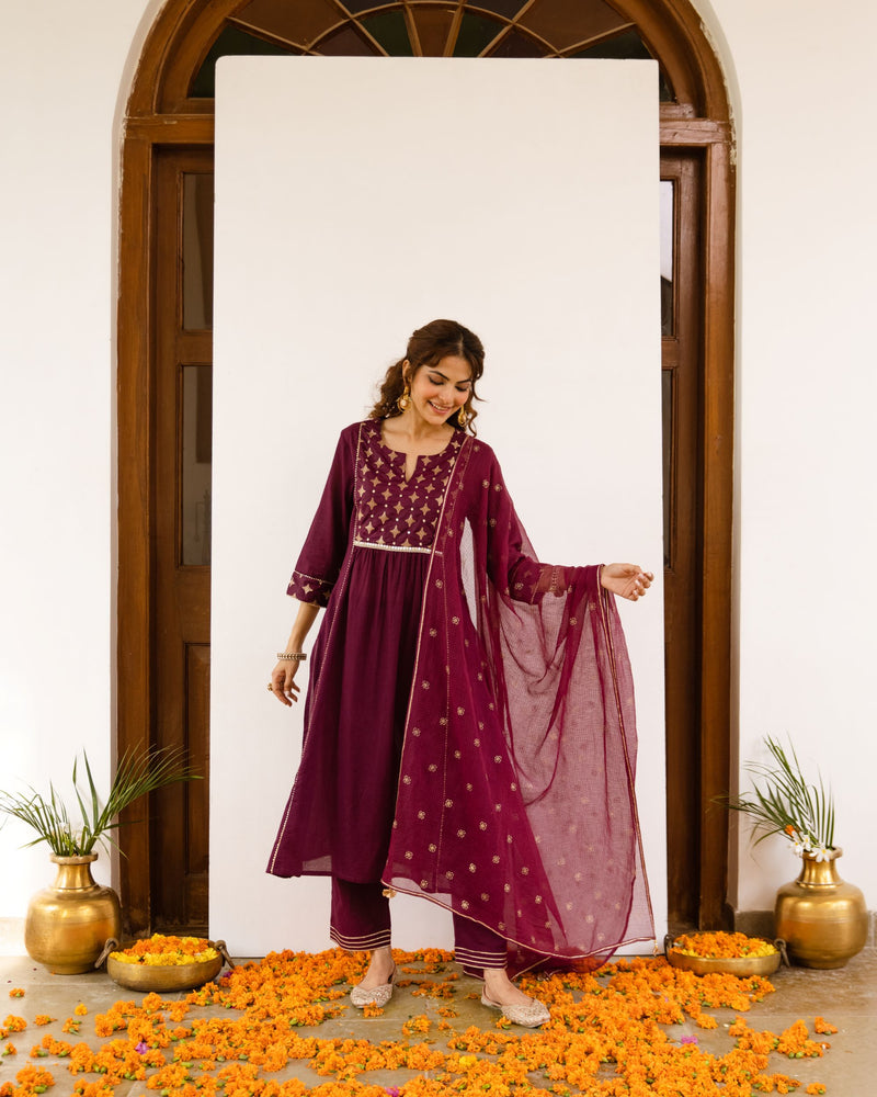 Rich Falsa Cotton Dobby Complete Suit Set For Women's