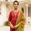 Maroon Cotton Dobby Complete Suit Set