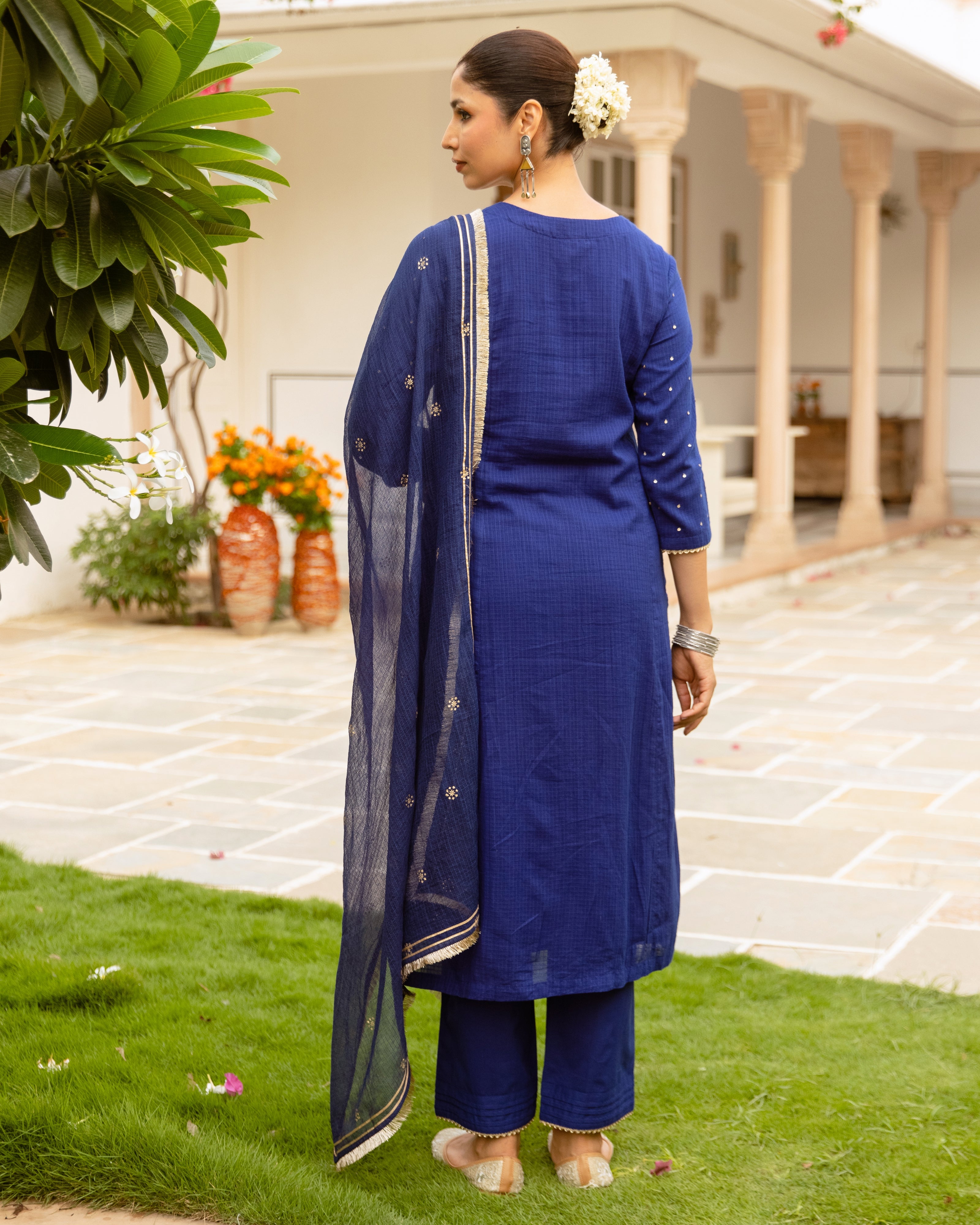 Navy Blue Kota Doriya Complete Suit Set