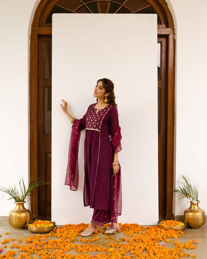 Rich Falsa Cotton Dobby Complete Suit Set For Women's