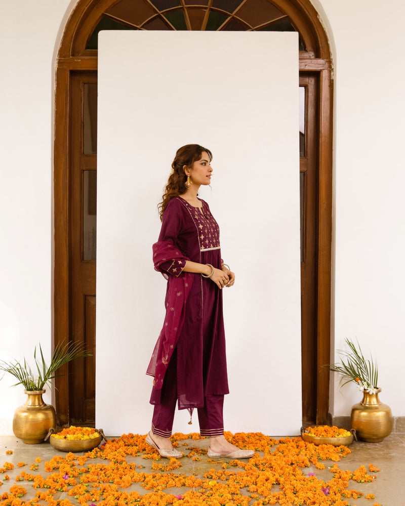 Rich Falsa Cotton Dobby Complete Suit Set For Women's