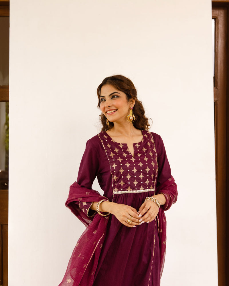 Rich Falsa Cotton Dobby Complete Suit Set For Women's