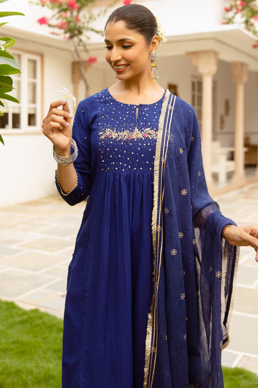Navy Blue Kota Doriya Complete Suit Set