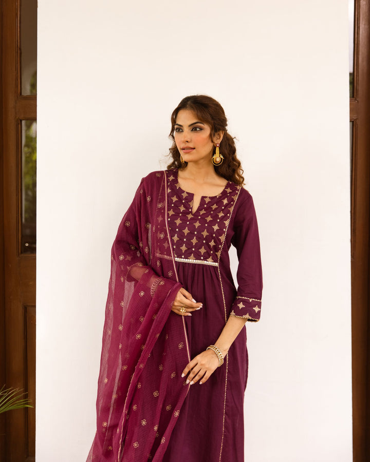 Rich Falsa Cotton Dobby Complete Suit Set For Women's
