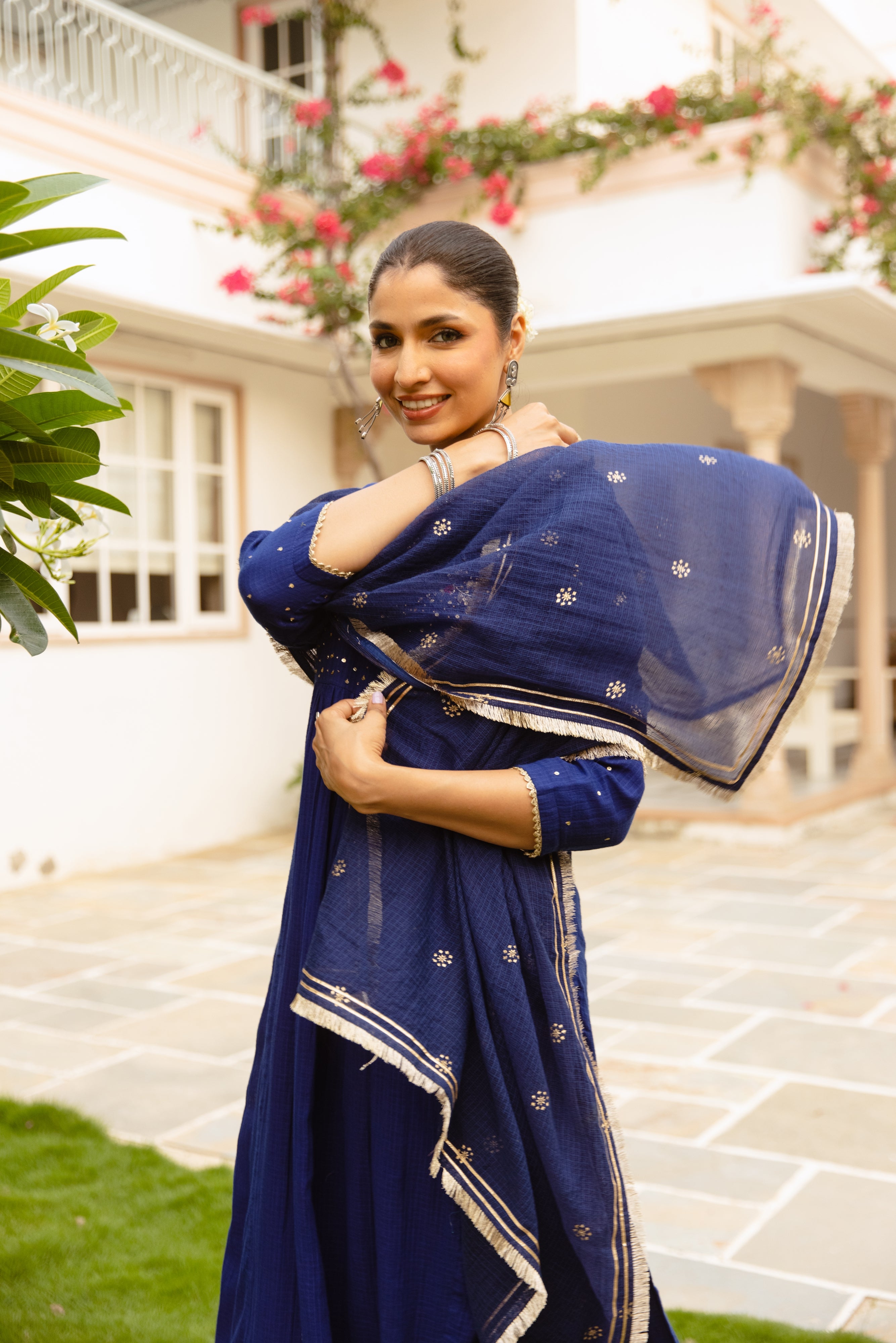 Navy Blue Kota Doriya Complete Suit Set