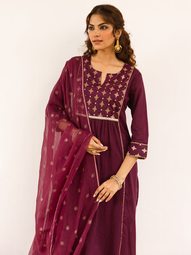 Rich Falsa Cotton Dobby Complete Suit Set For Women's