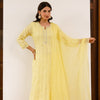 Soft Yellow Cotton lurex Complete Suit Set For Women's