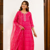 Magenta Cotton Lurex Comlete Suit Set For Women's