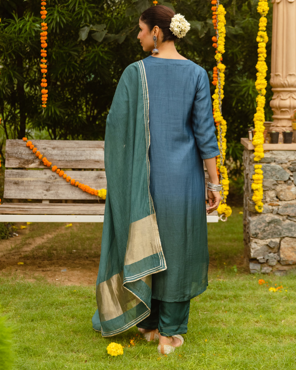 Peacock Blue Complete Suit Set