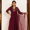 Wine Chanderi Complete Suit Set For Women's