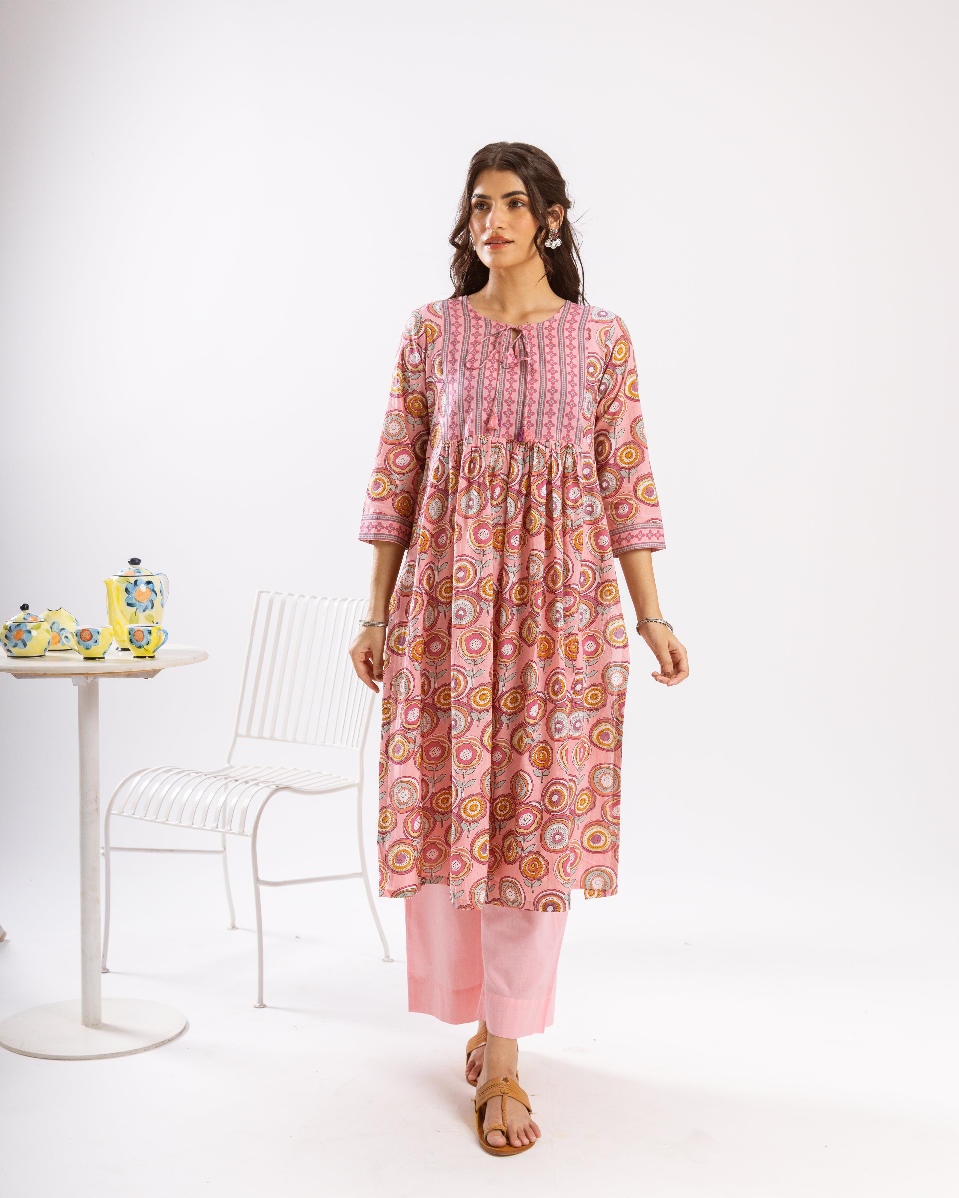 Pink Kurta ( Pant And Dupatta Not Included)