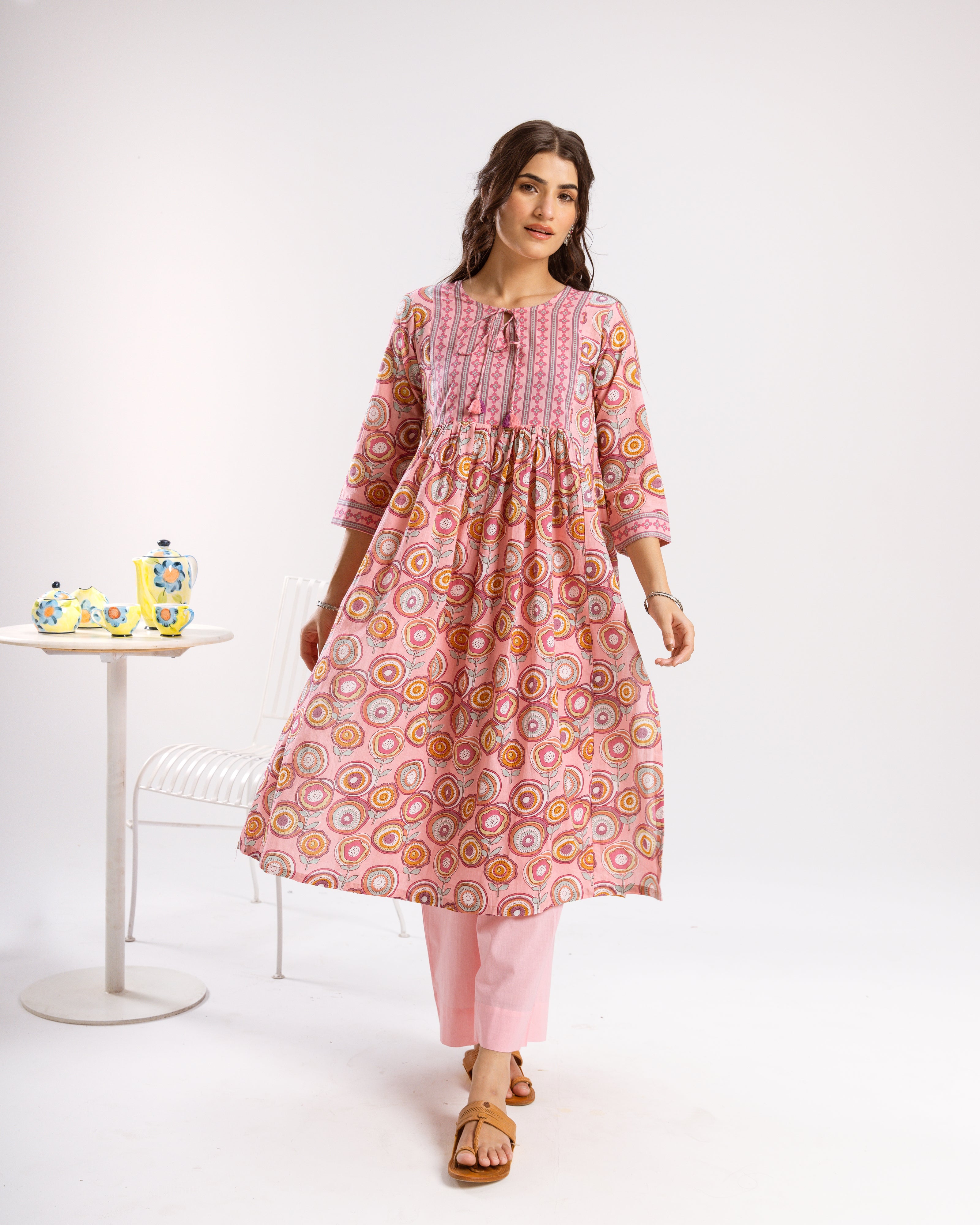 Pink Kurta ( Pant And Dupatta Not Included)