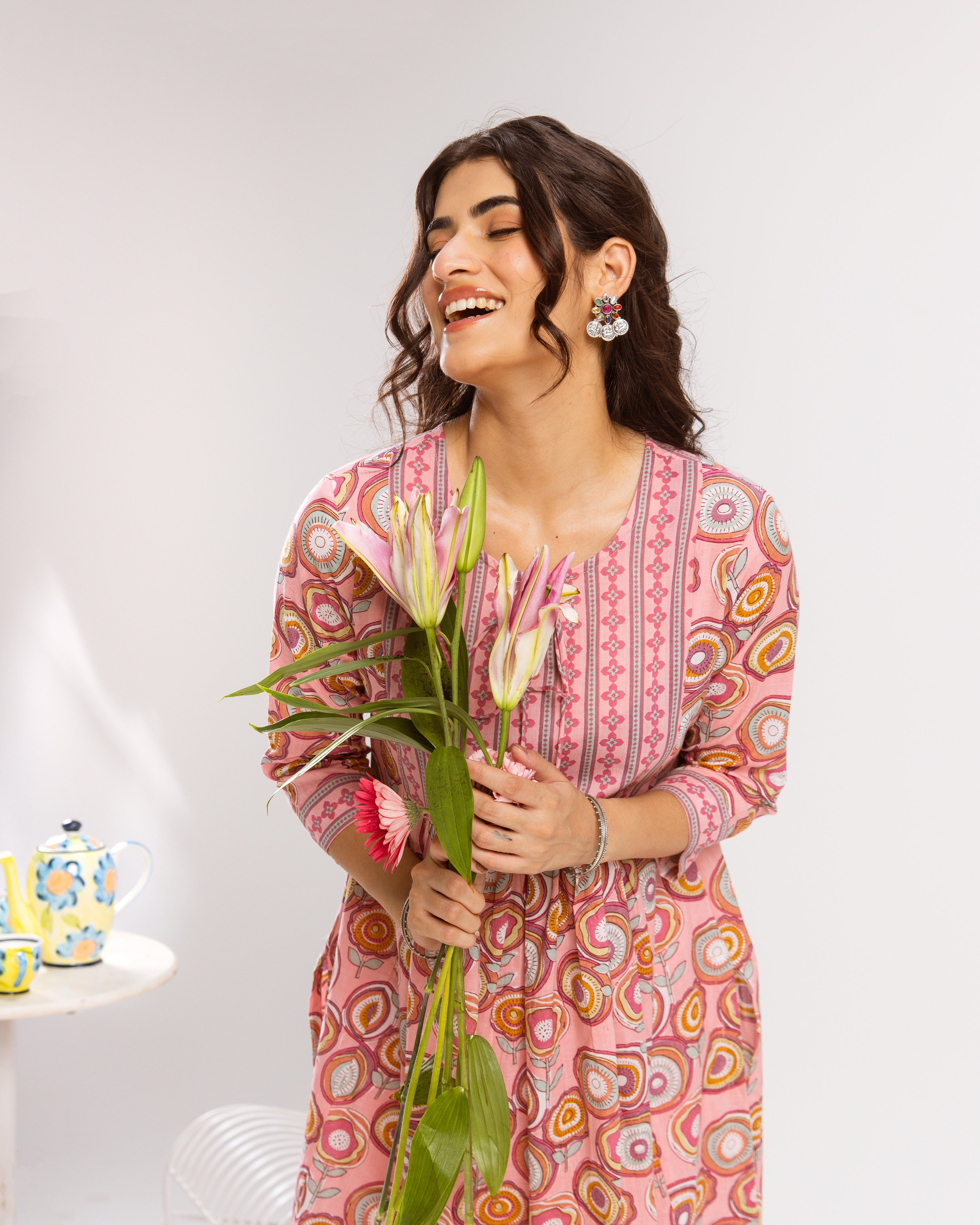 Pink Kurta ( Pant And Dupatta Not Included)