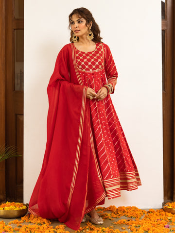 Red Organza Gota Lace Dupatta