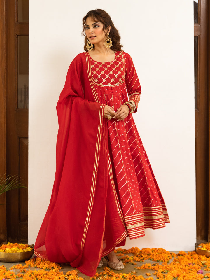 Red Organza Gota Lace Dupatta