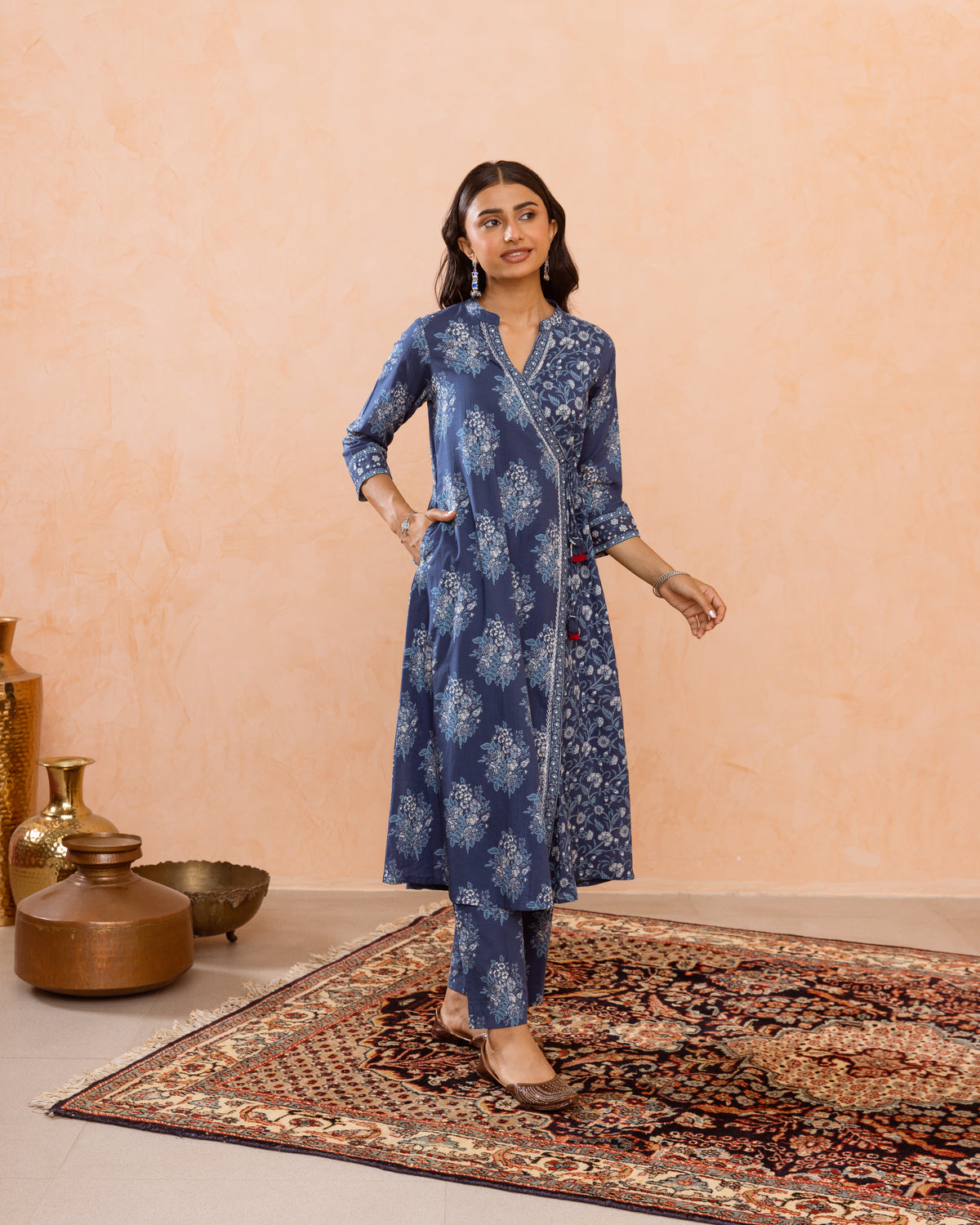 Indigo Cotton Kurta Pant Set