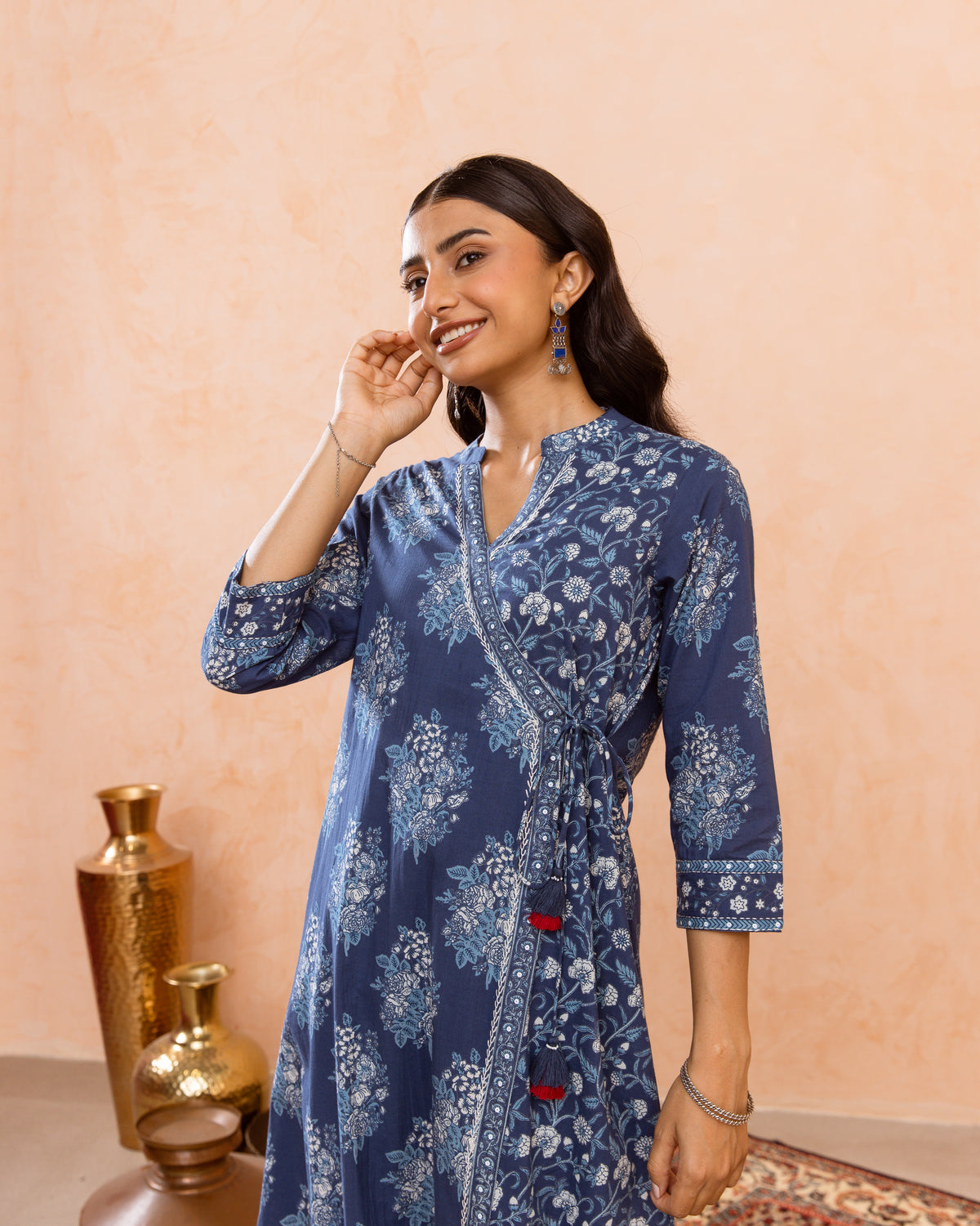 Indigo Cotton Kurta Pant Set