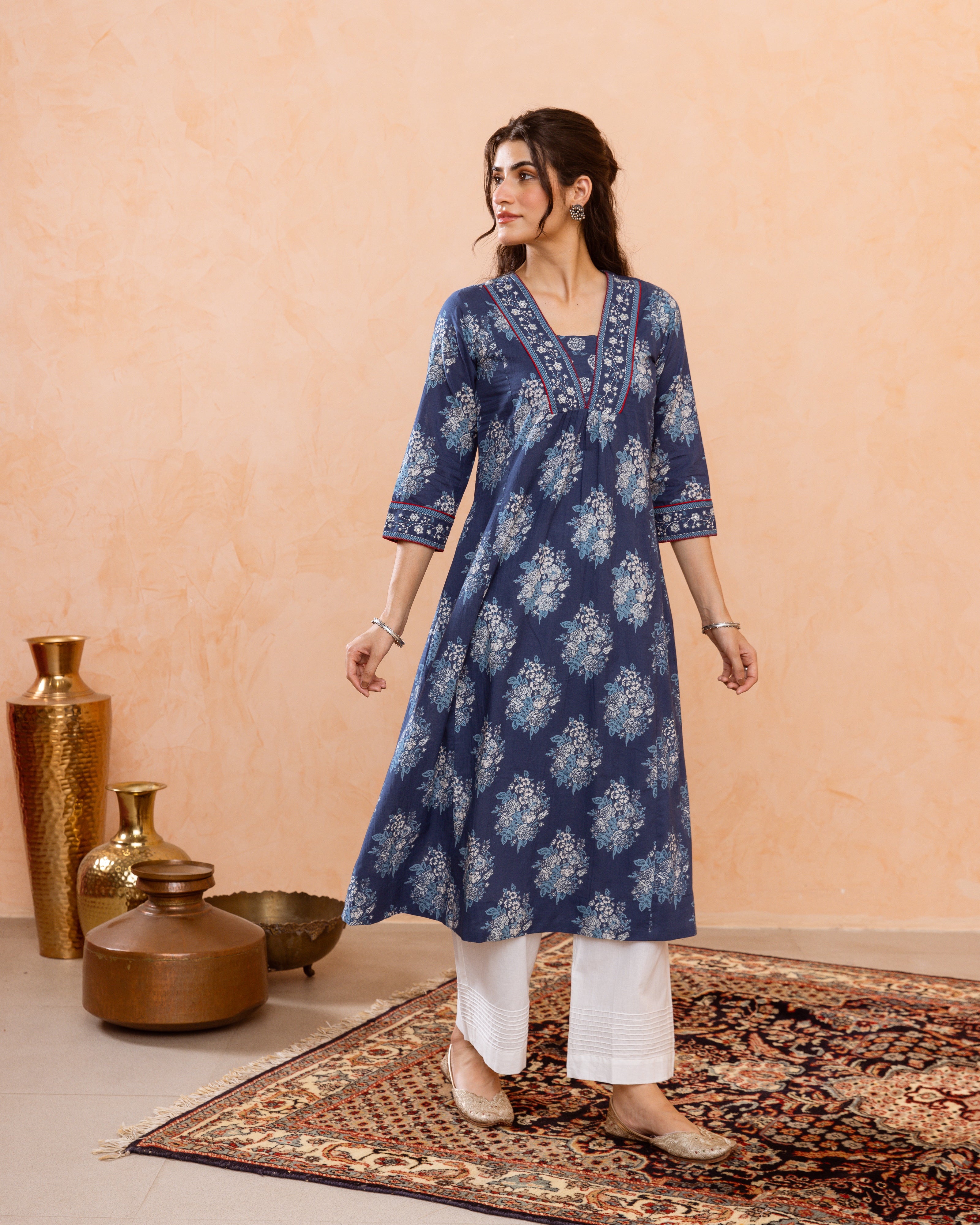 Navy Blue Kurta ( Pant Not Included )