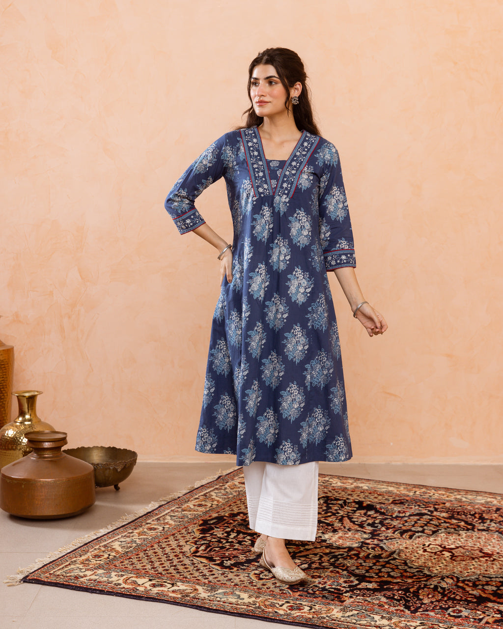 Navy Blue Kurta ( Pant Not Included )