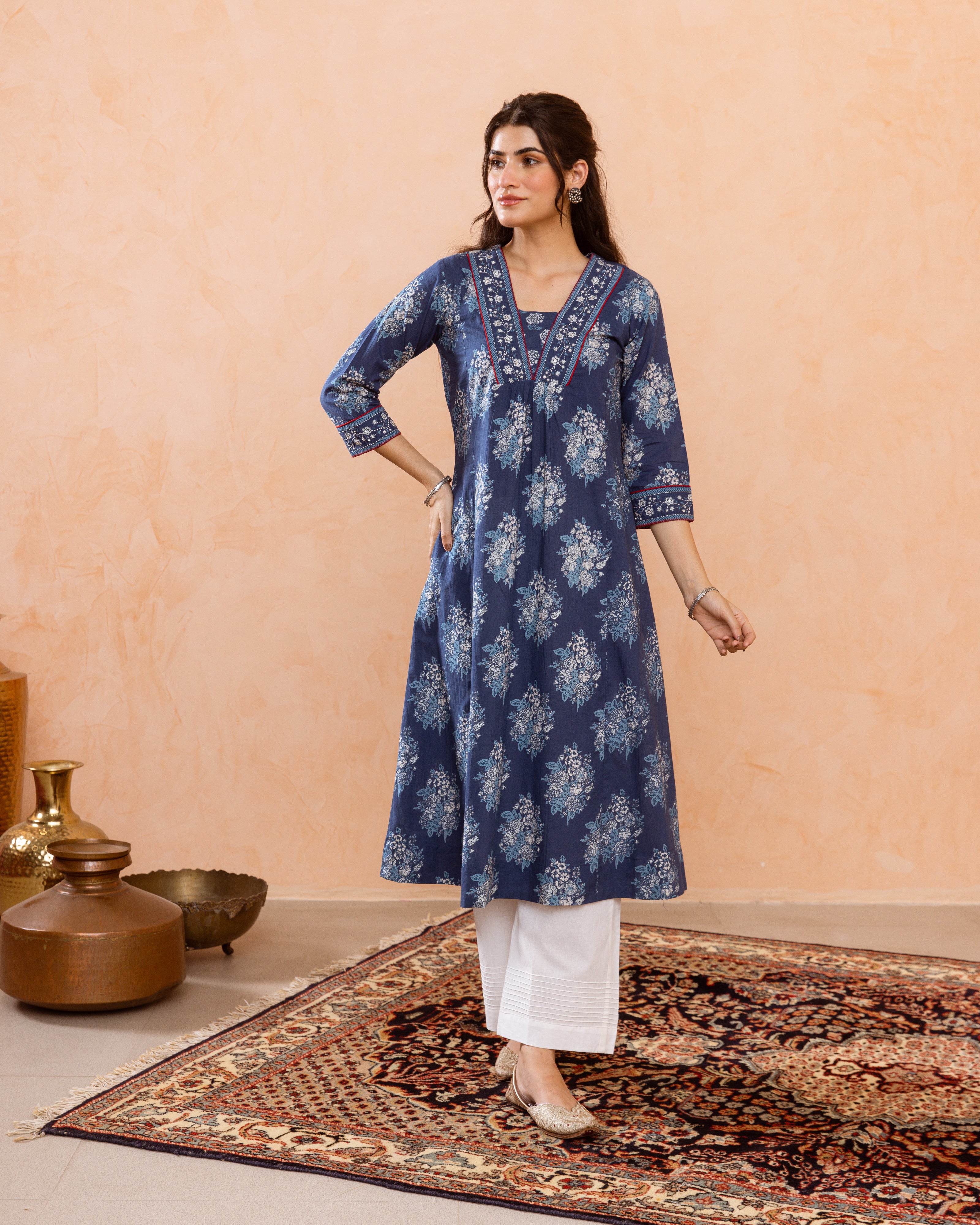 Navy Blue Kurta ( Pant Not Included )