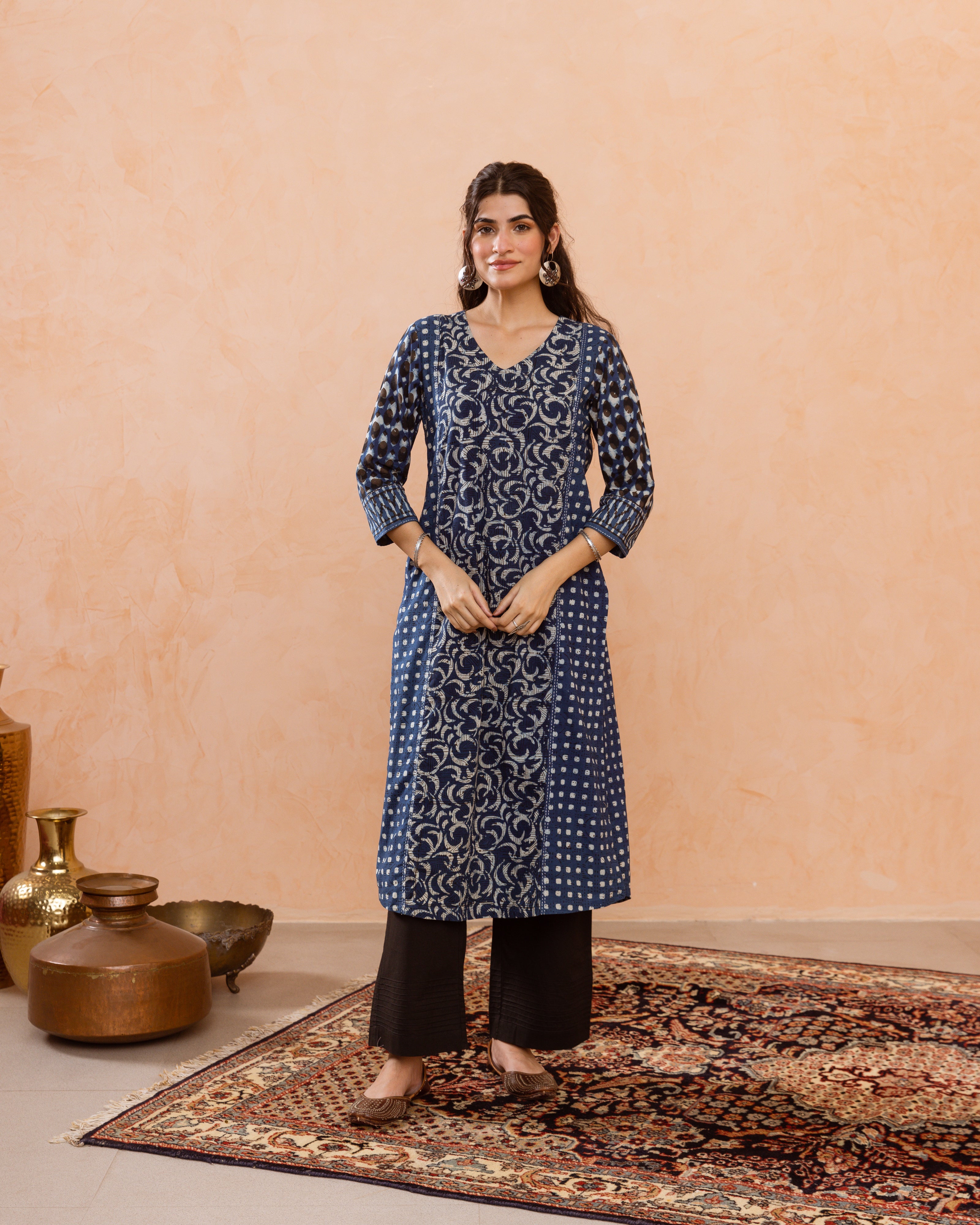 Navy Blue Kurta (Pant Not Included)