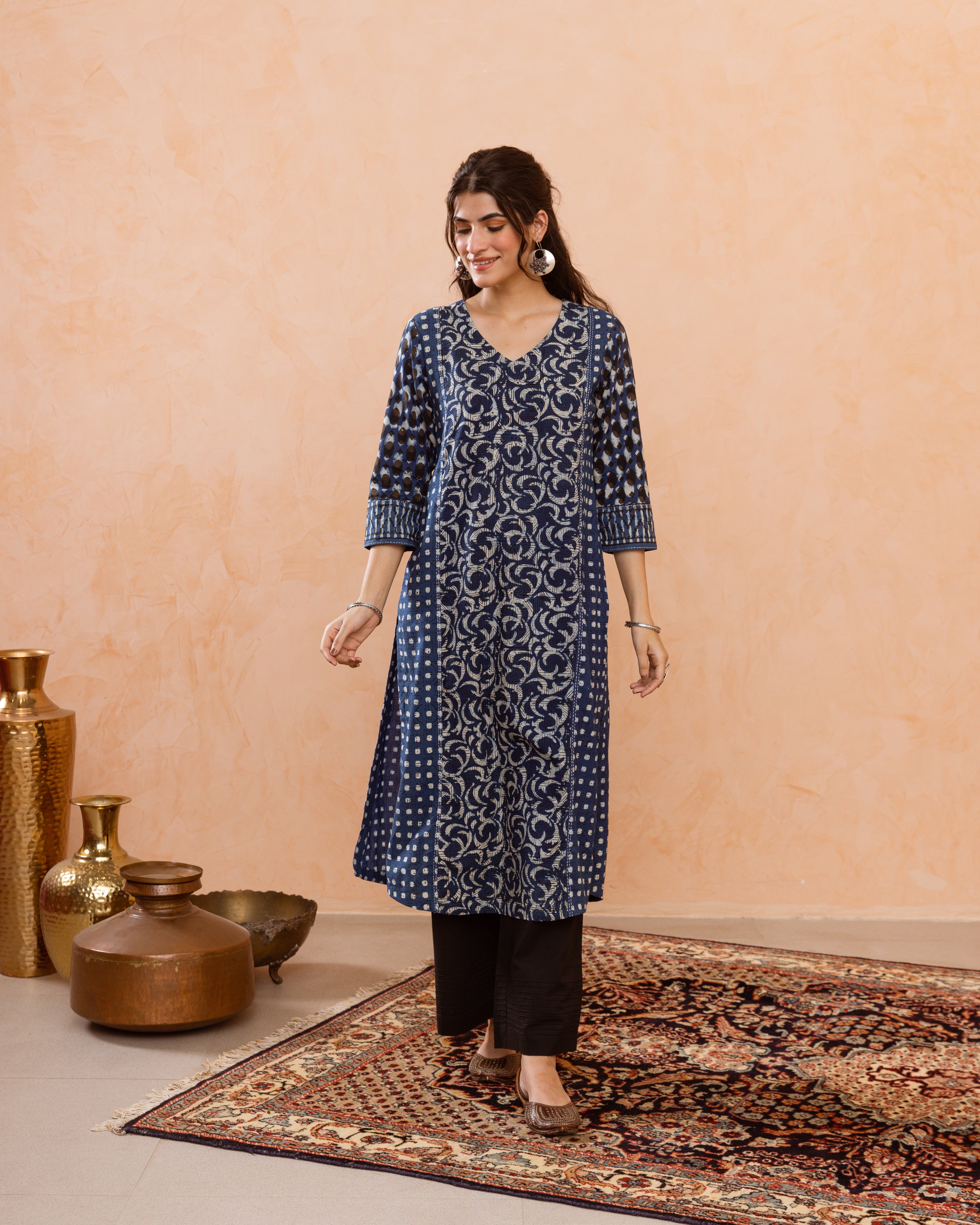Navy Blue Kurta (Pant Not Included)