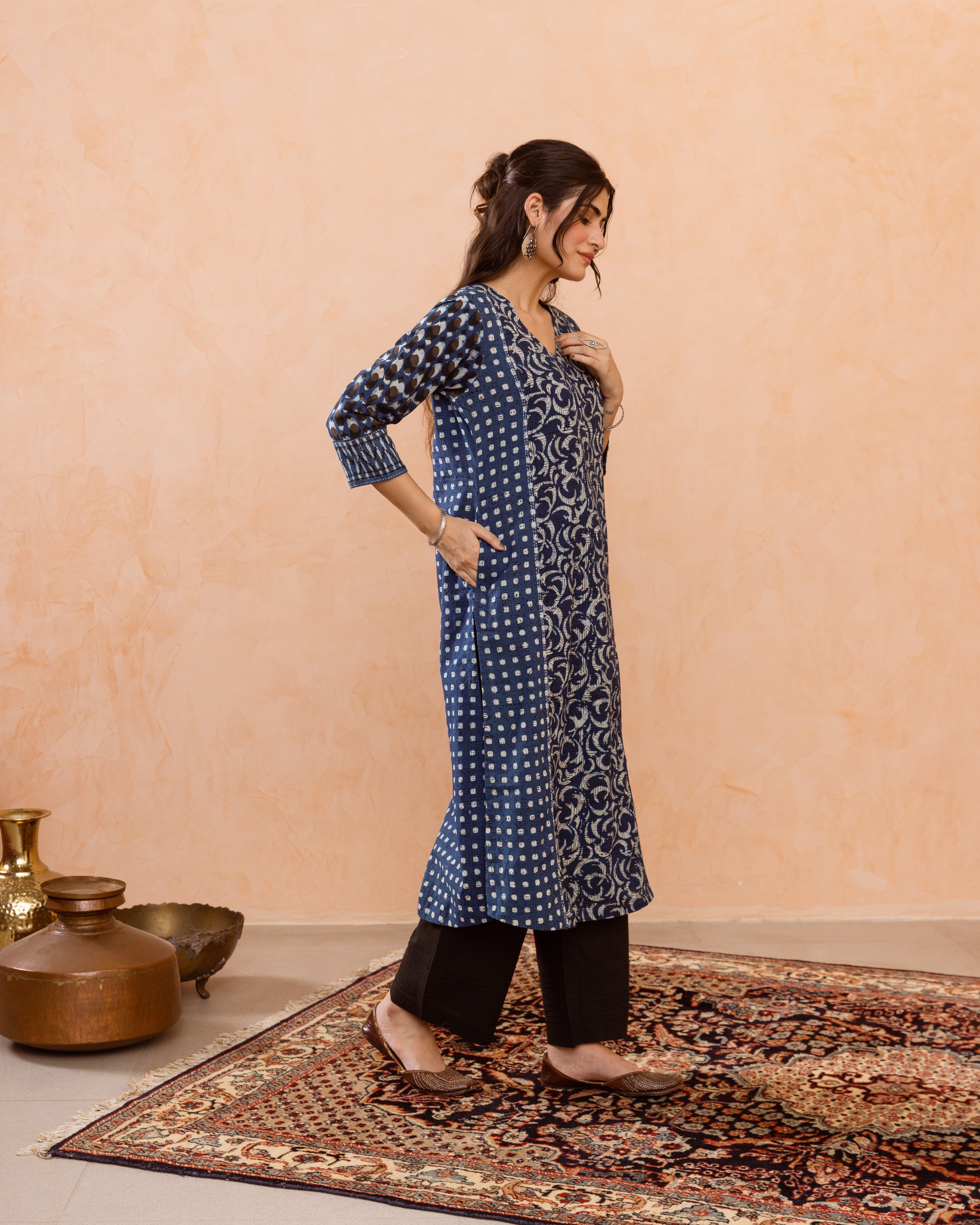 Navy Blue Kurta (Pant Not Included)