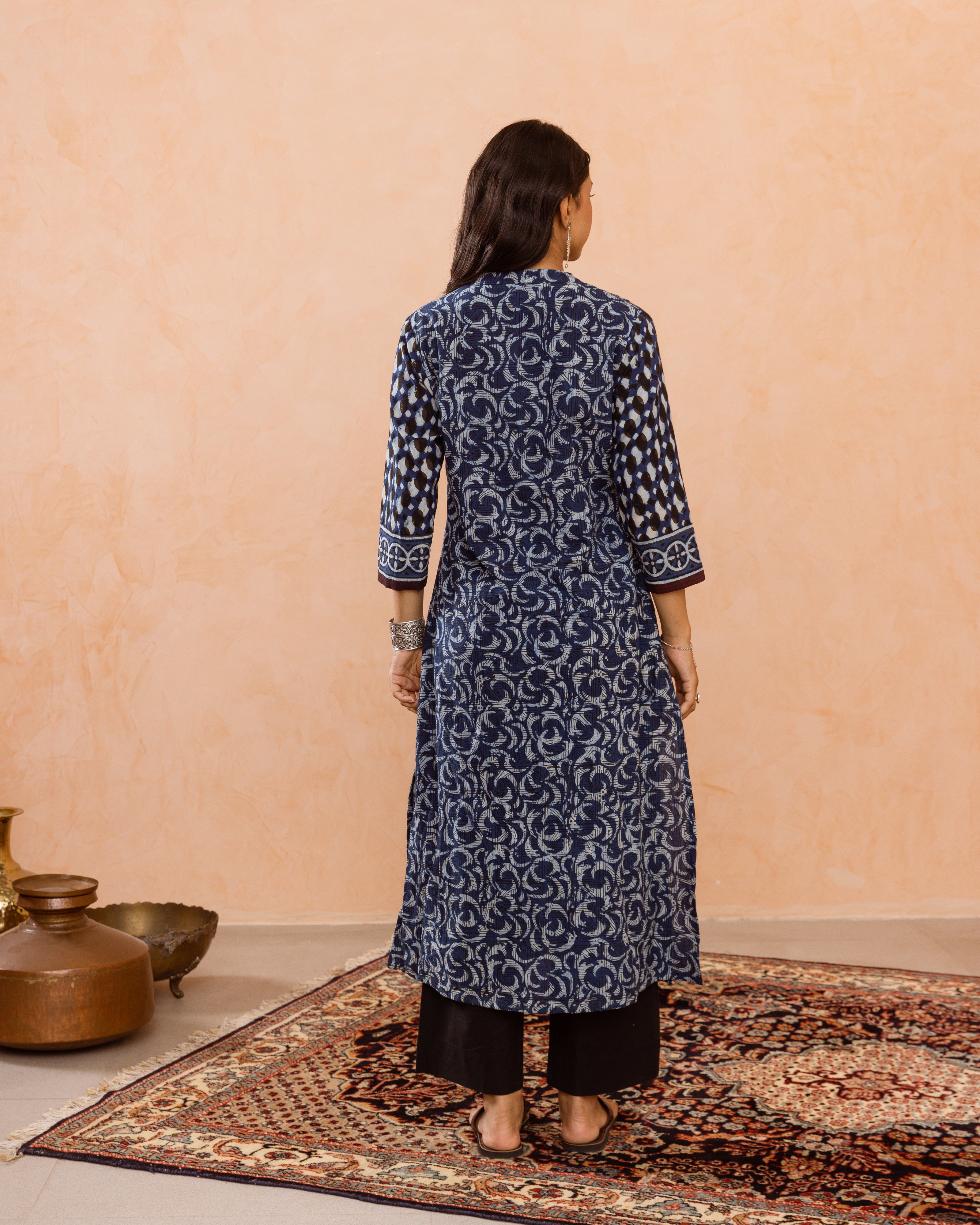 Navy Blue Kurta(Pant Not Included)