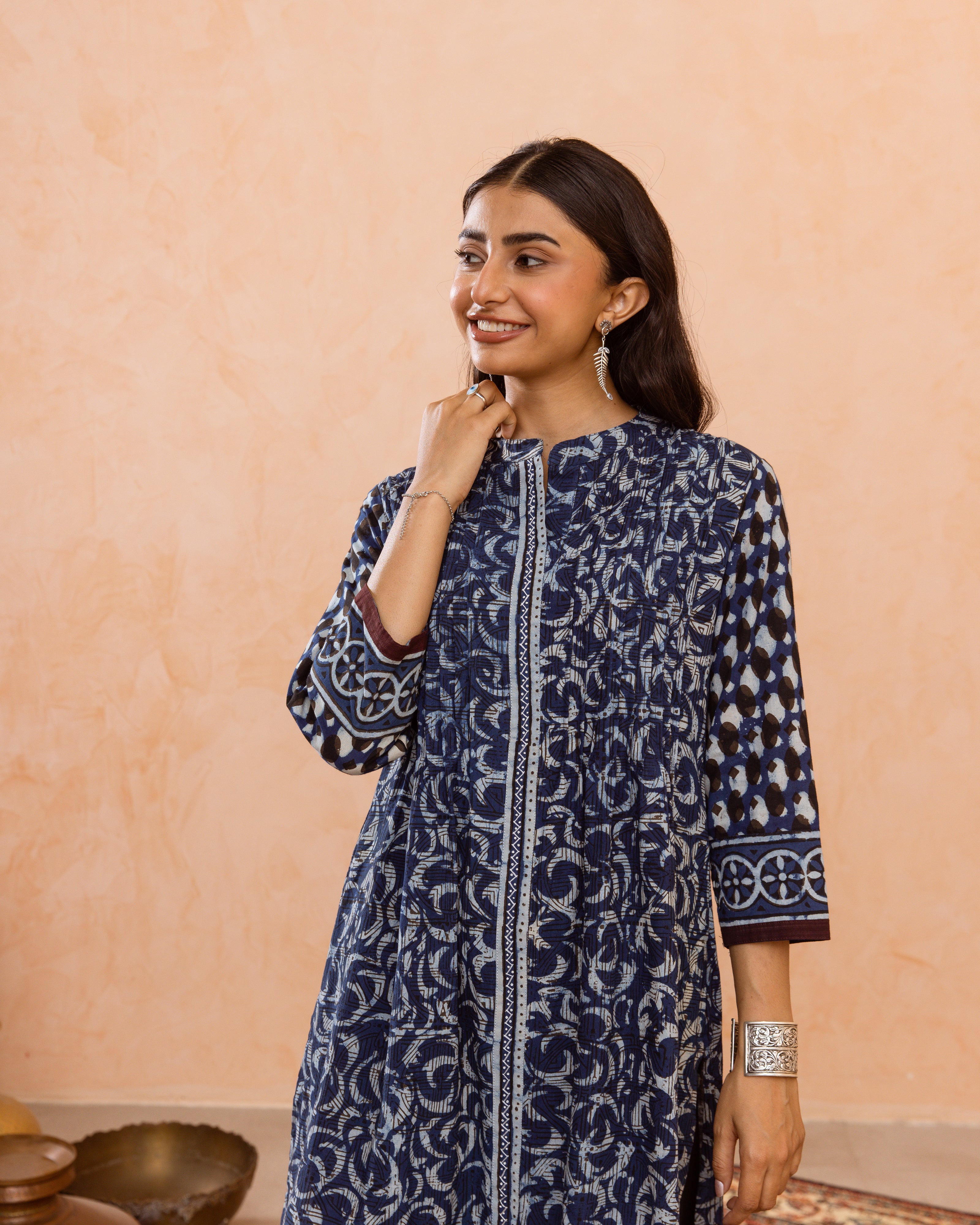 Navy Blue Kurta(Pant Not Included)