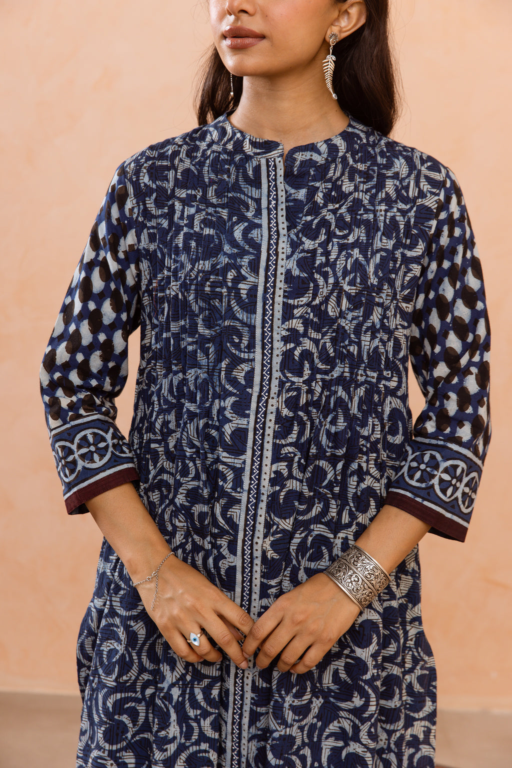 Navy Blue Kurta(Pant Not Included)
