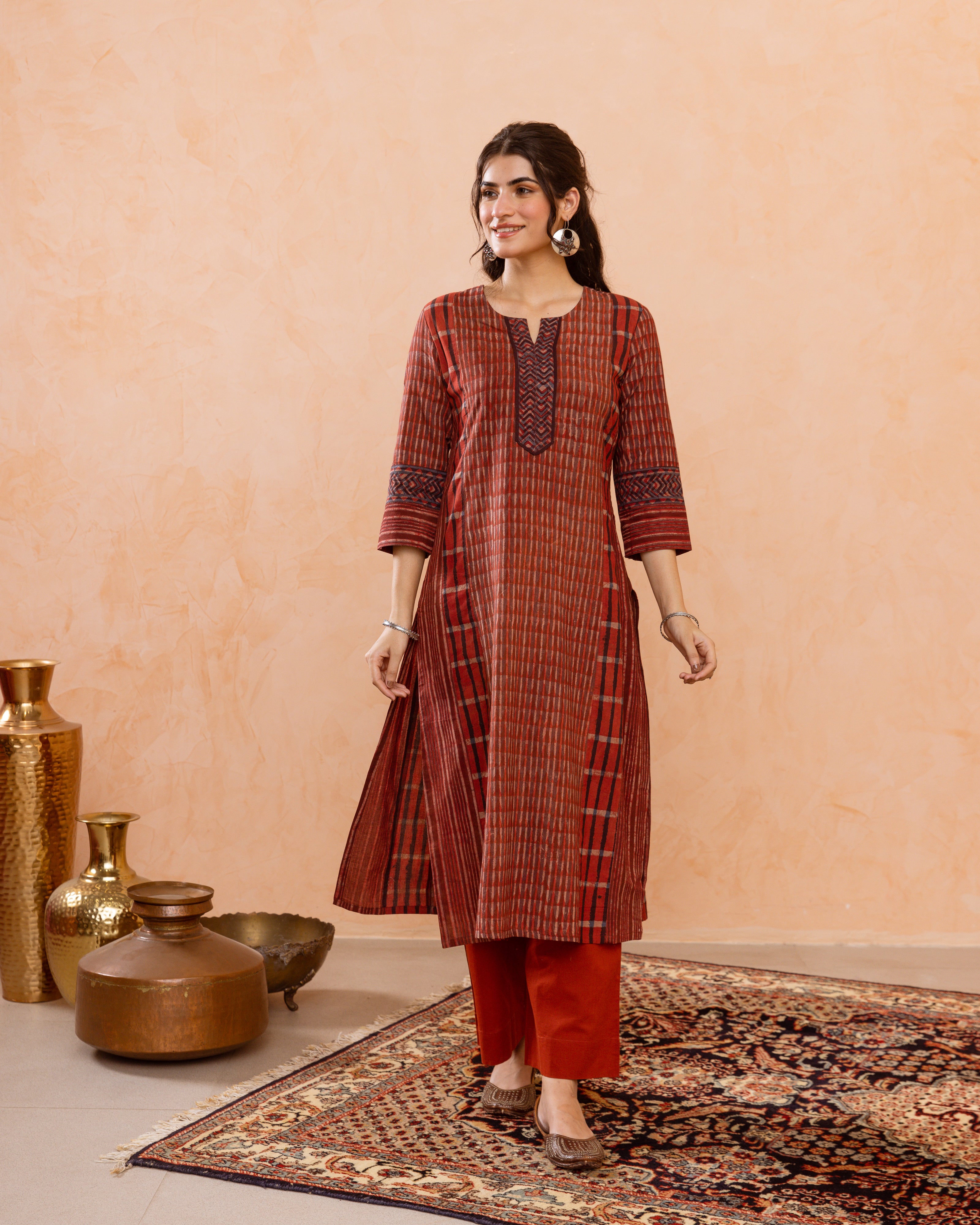 Rich Rust Red Kurta(Pant Not Included)