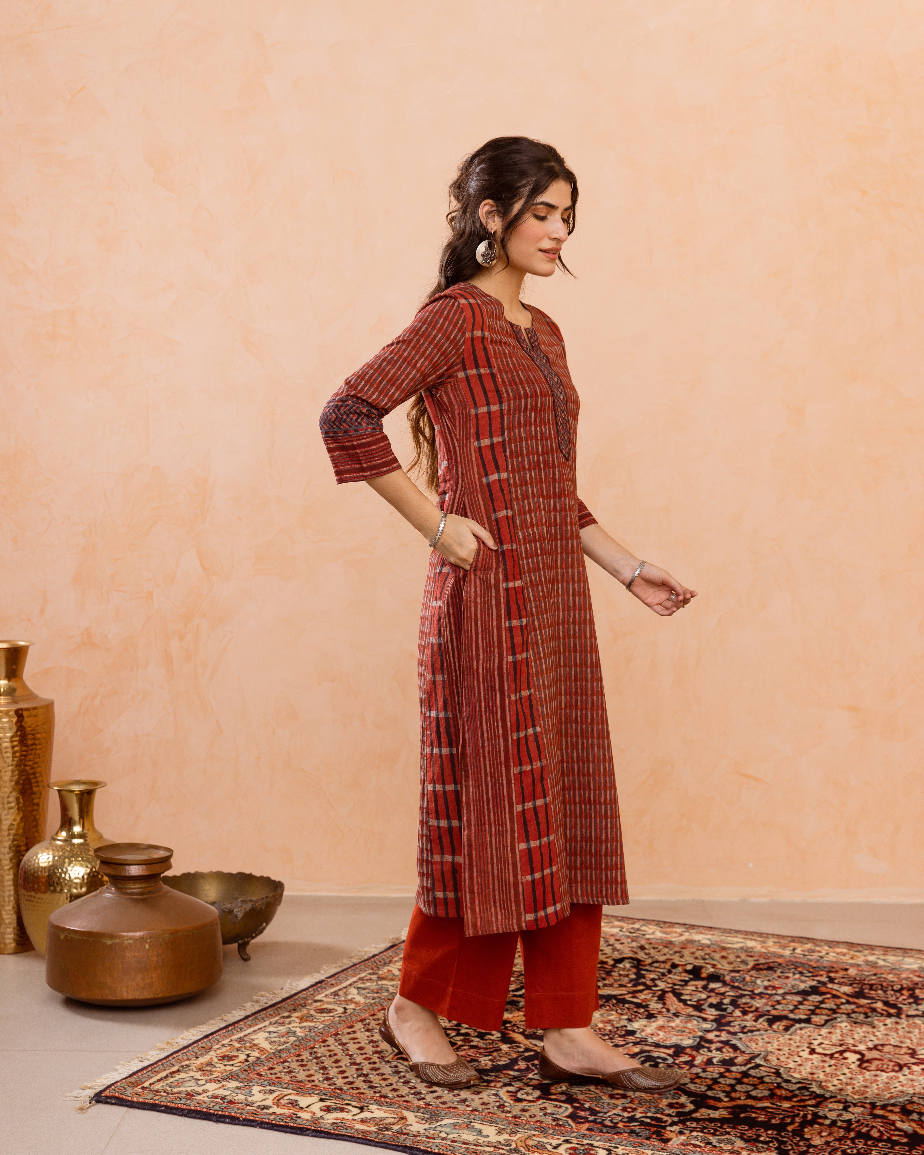 Rich Rust Red Kurta(Pant Not Included)
