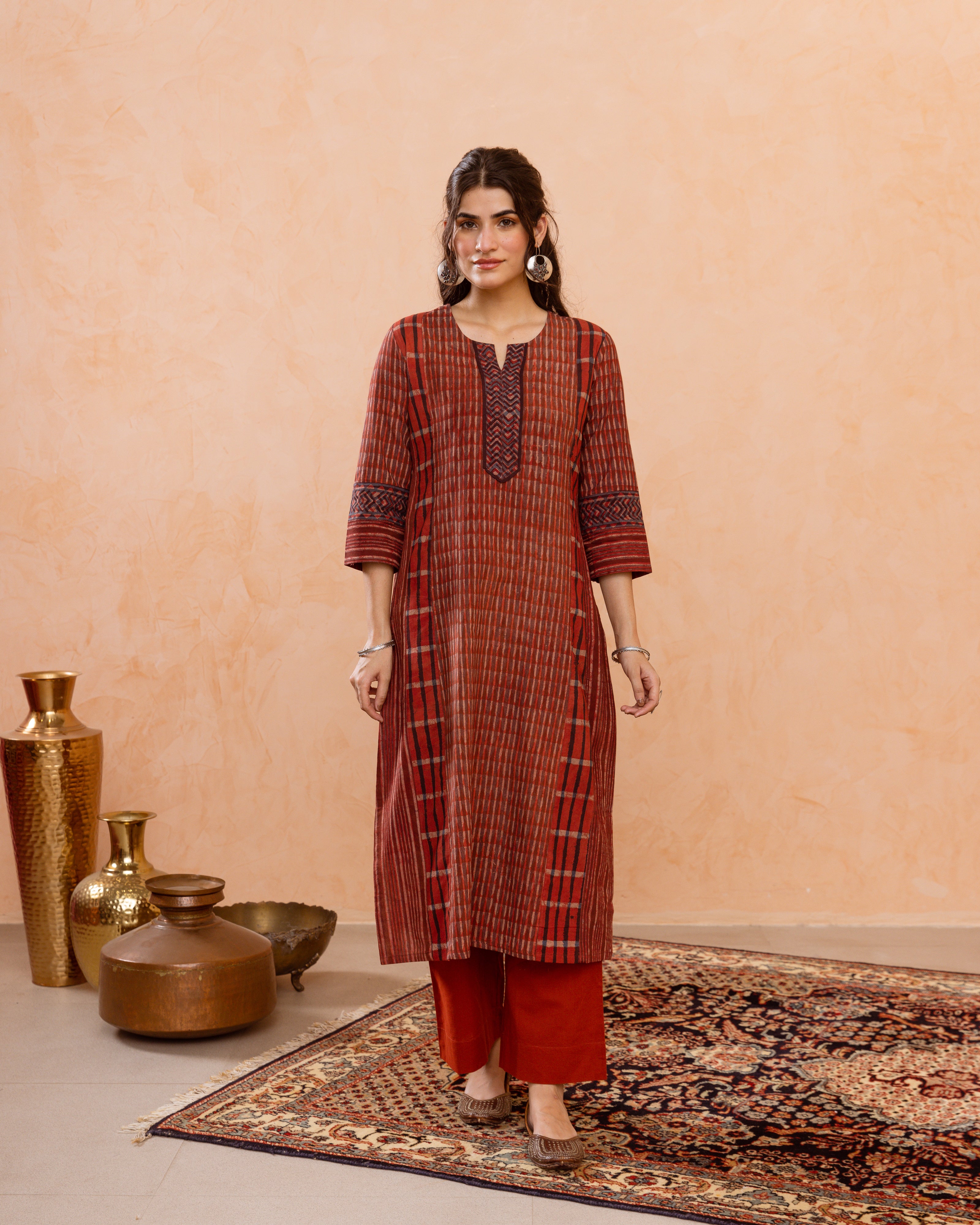 Rich Rust Red Kurta(Pant Not Included)