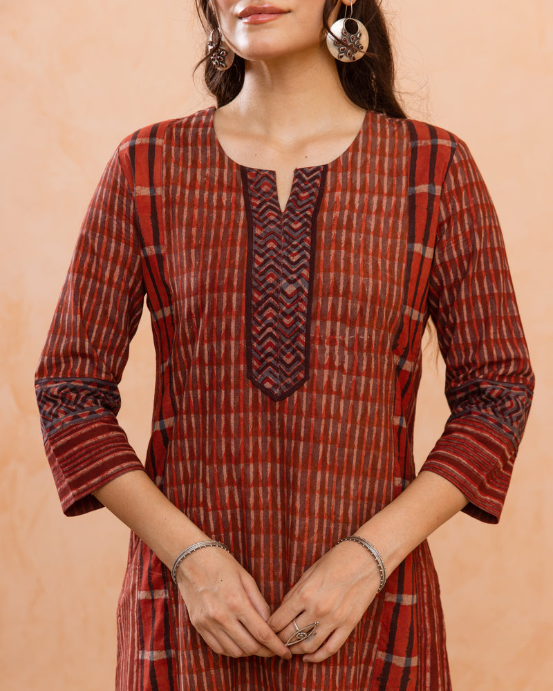 Rich Rust Red Kurta(Pant Not Included)