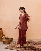 Rust Maroon Kaftan Short Top