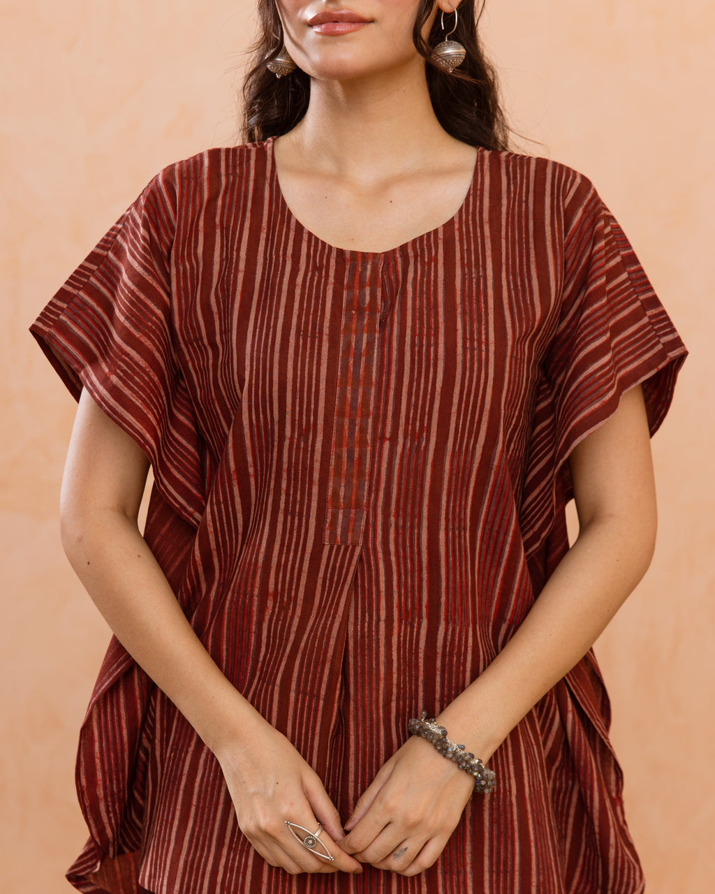 Rust Maroon Kaftan Short Top