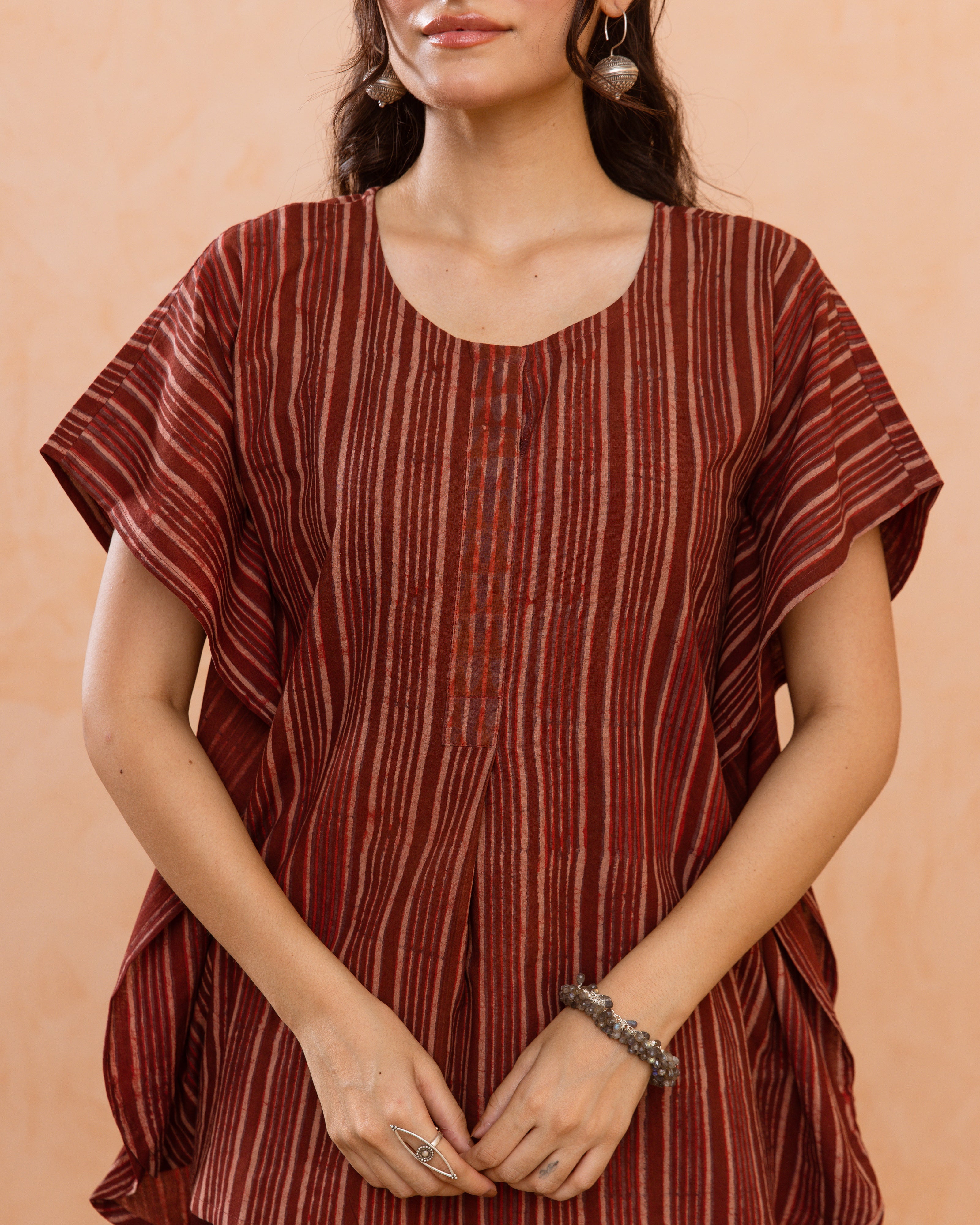 Rust Maroon Kaftan Short Top