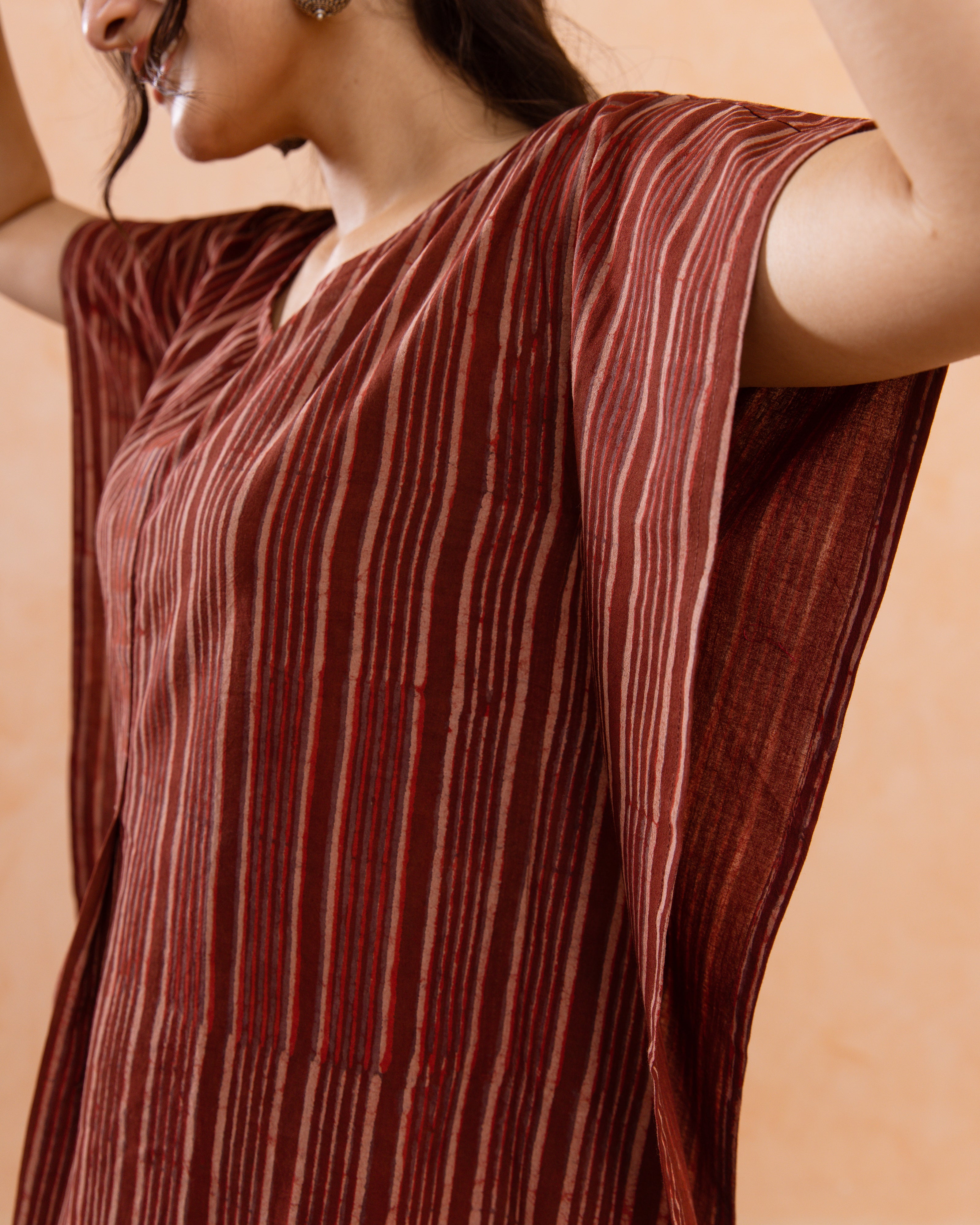 Rust Maroon Kaftan Short Top