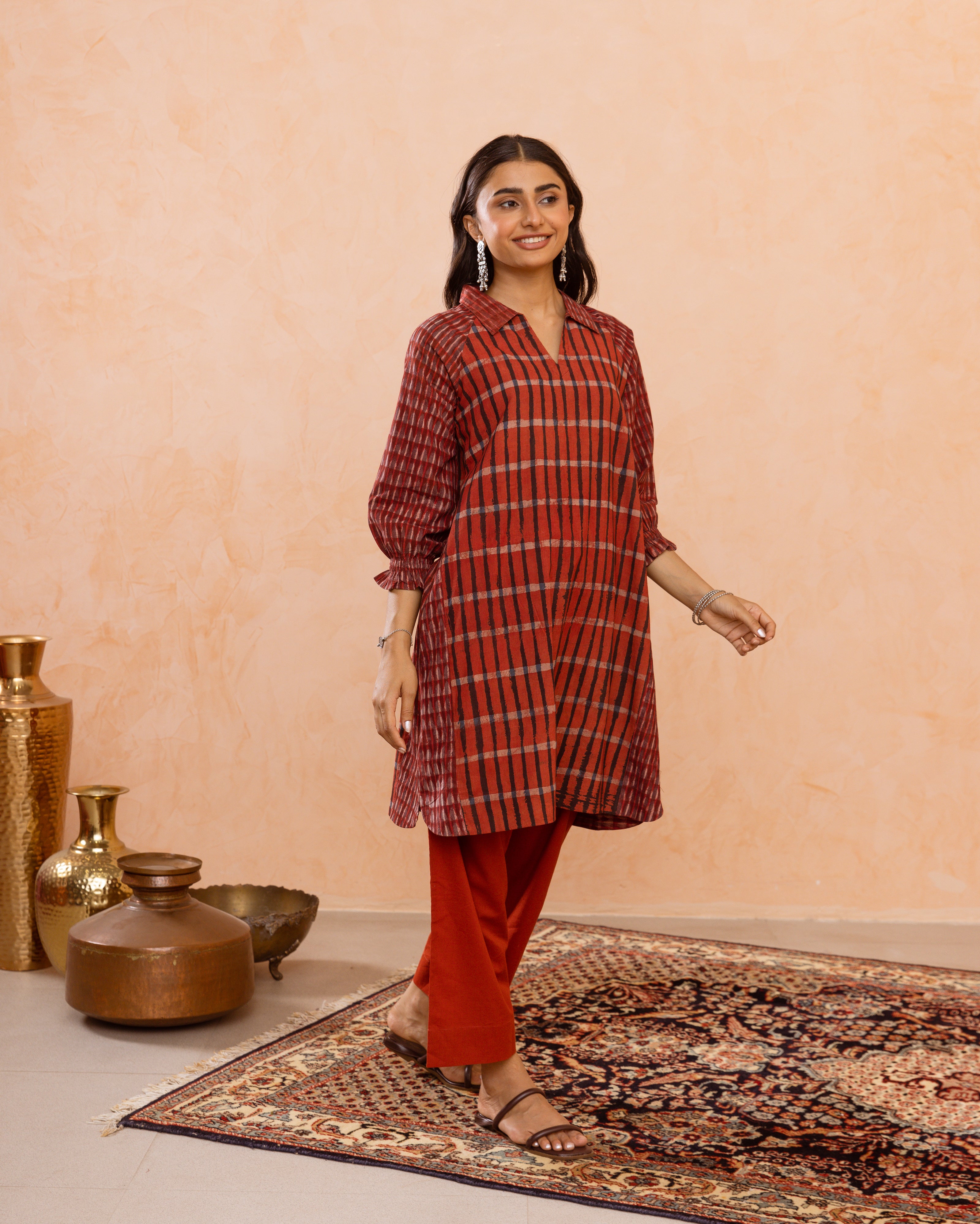 Rust Red Kurta(Pant Not Included)
